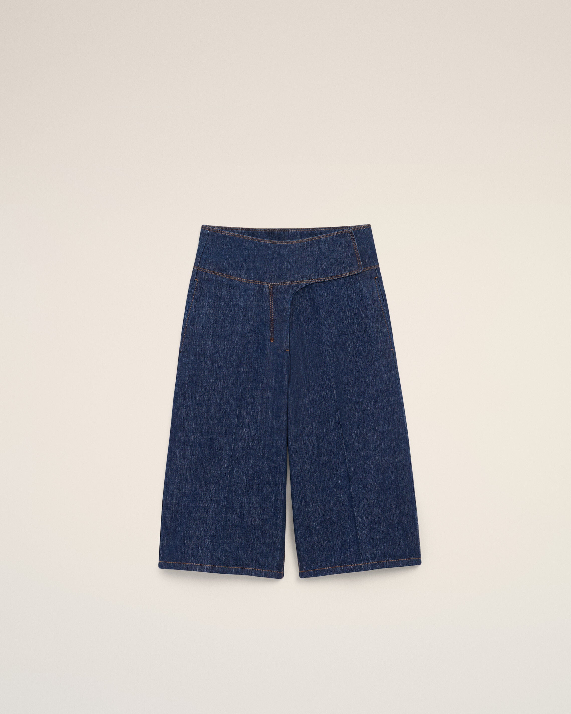 AmiParis Blue Cotton Wrapped Belted Bermuda Shorts Women's