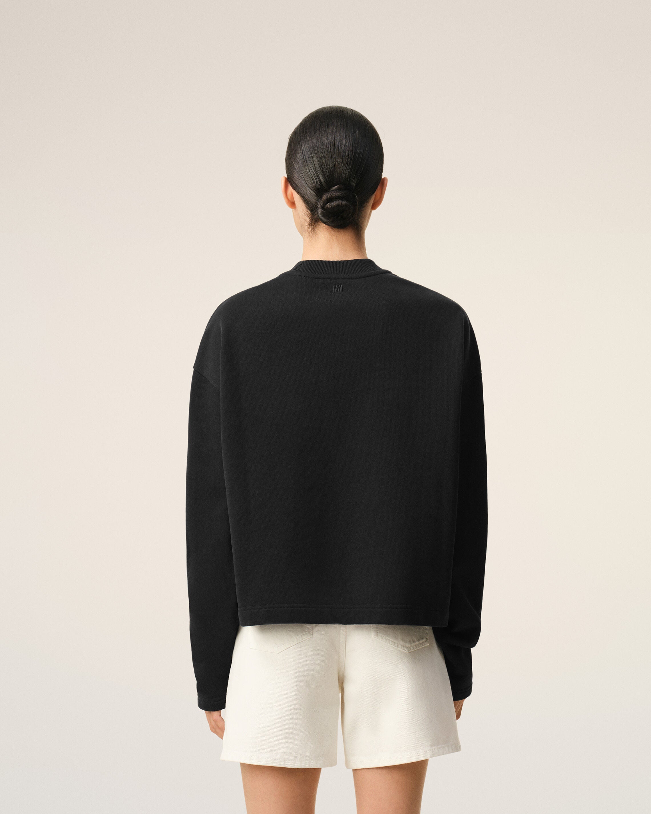 Black Cotton Ami De Coeur Cropped Sweatshirt Women's