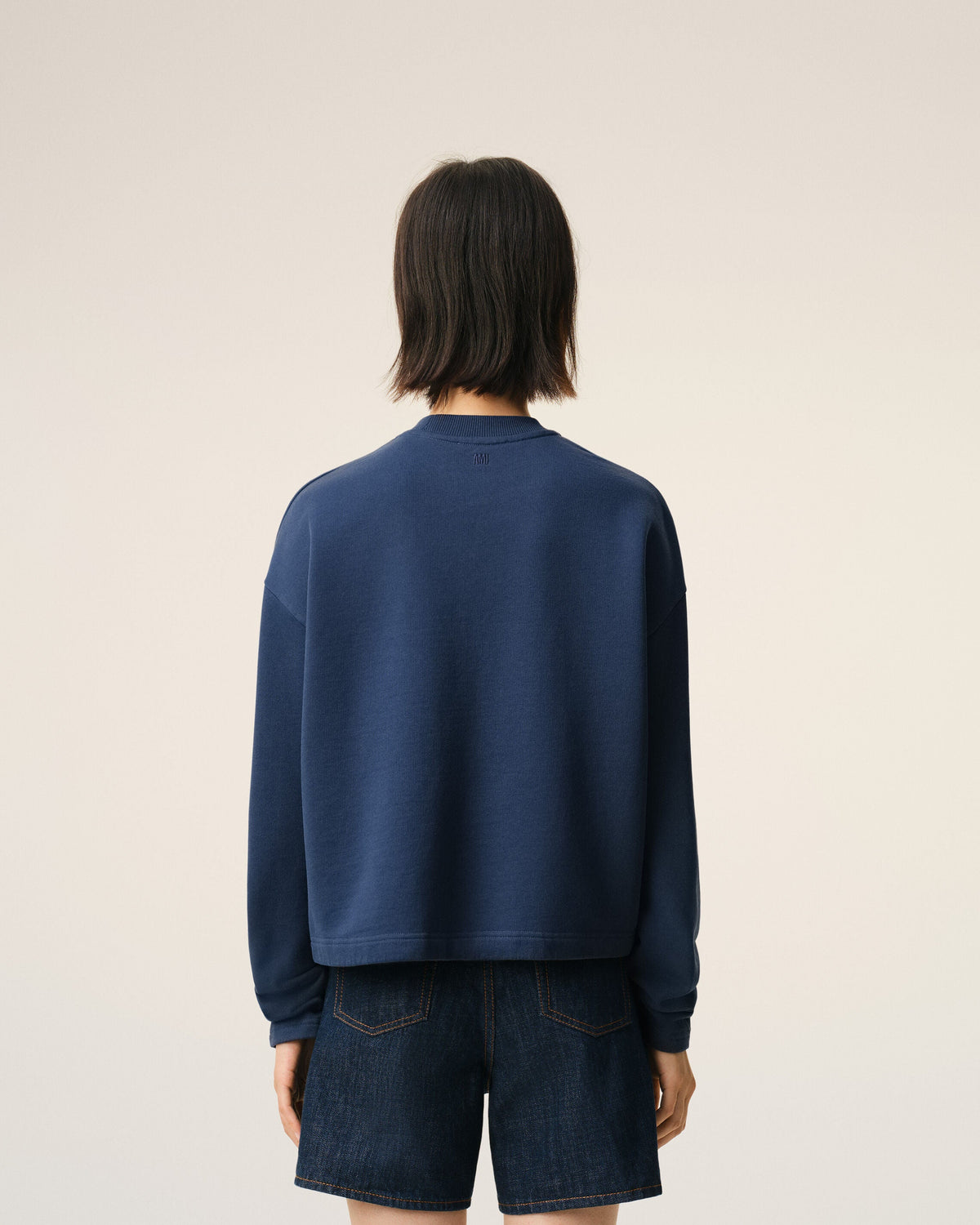 Blue Cotton Ami De Coeur Cropped Sweatshirt Women's