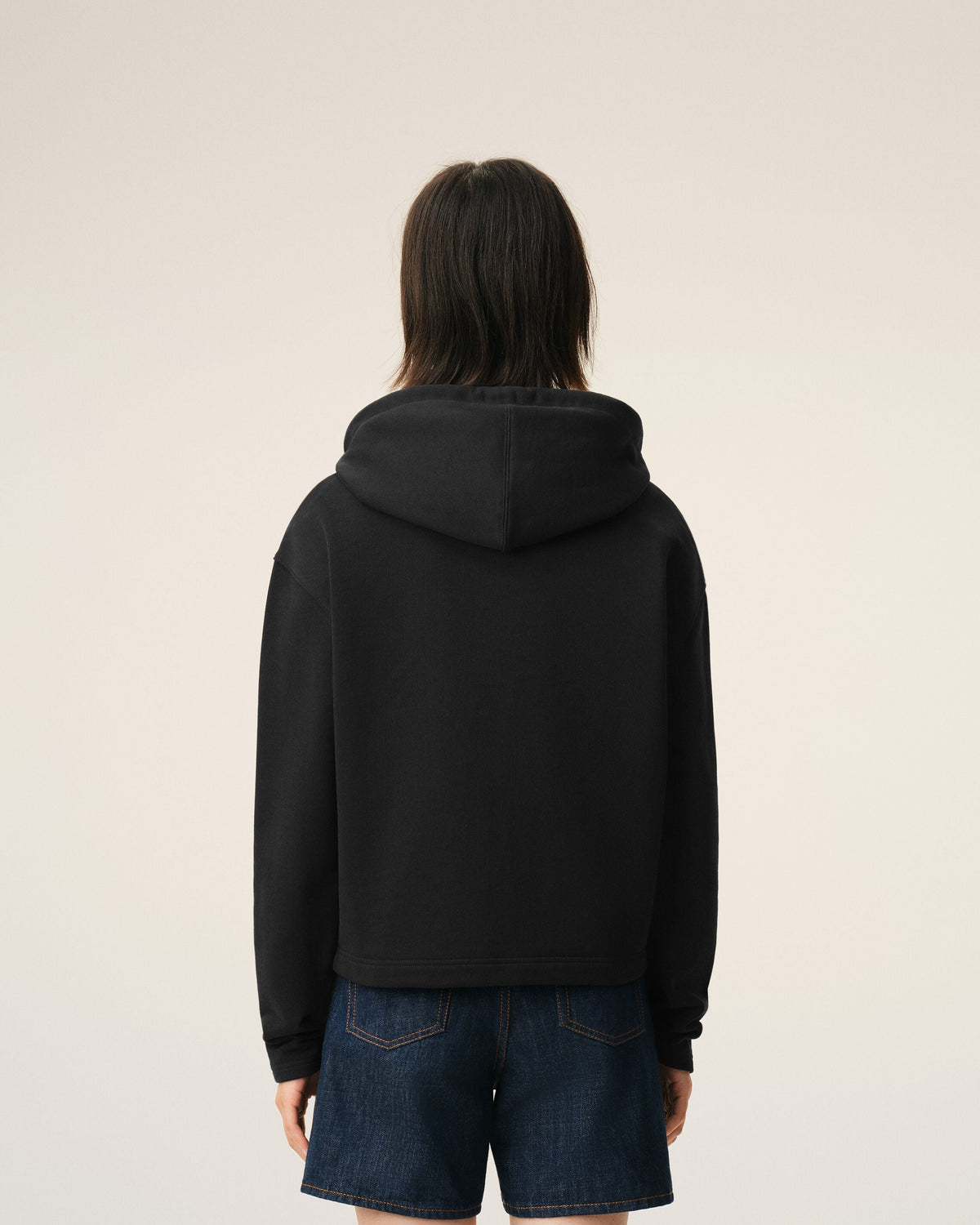 Black Cotton Ami De Coeur Zipped Hoodie Women's