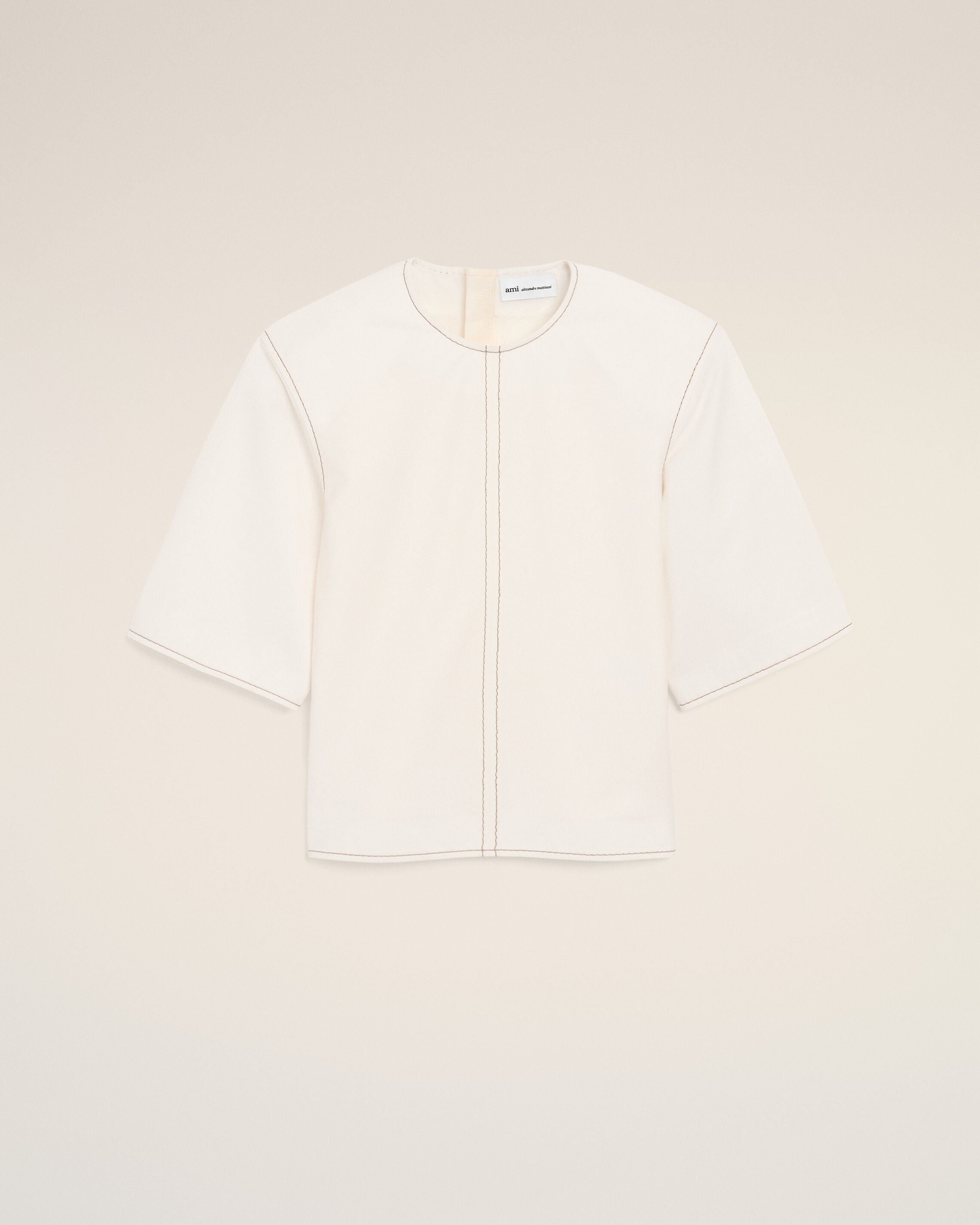 AmiParis White Cotton Short Sleeves Fitted Top Women's