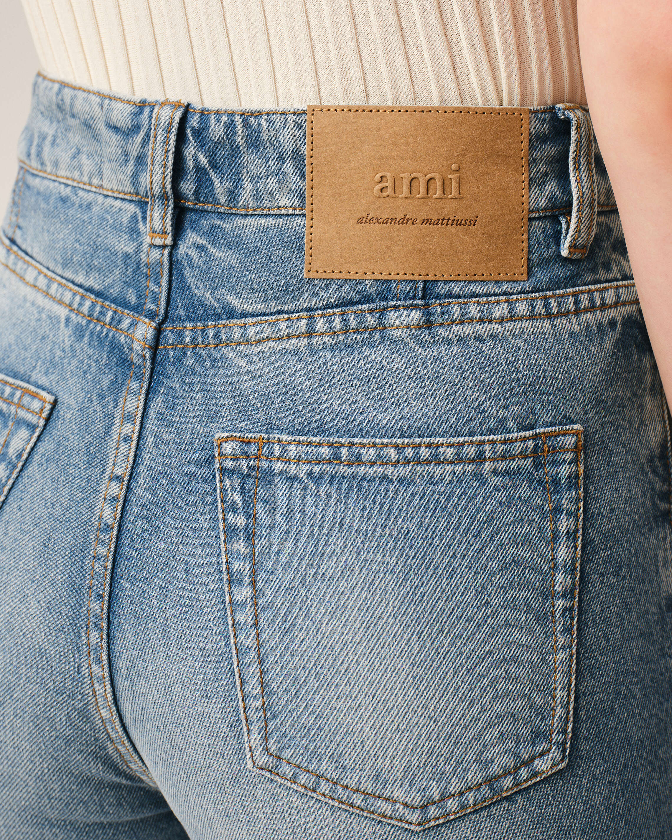 AmiParis Blue Cotton Flare Fit Jeans Women's