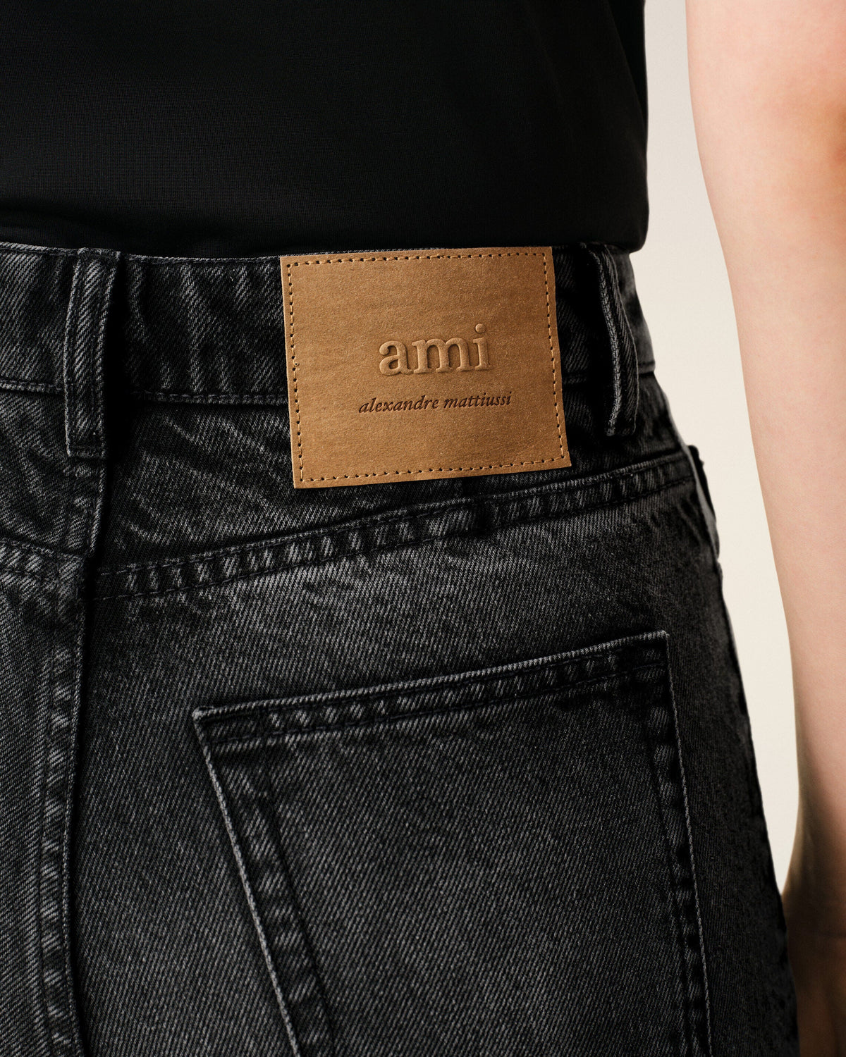 AmiParis Black Cotton Flare Fit Jeans Women's