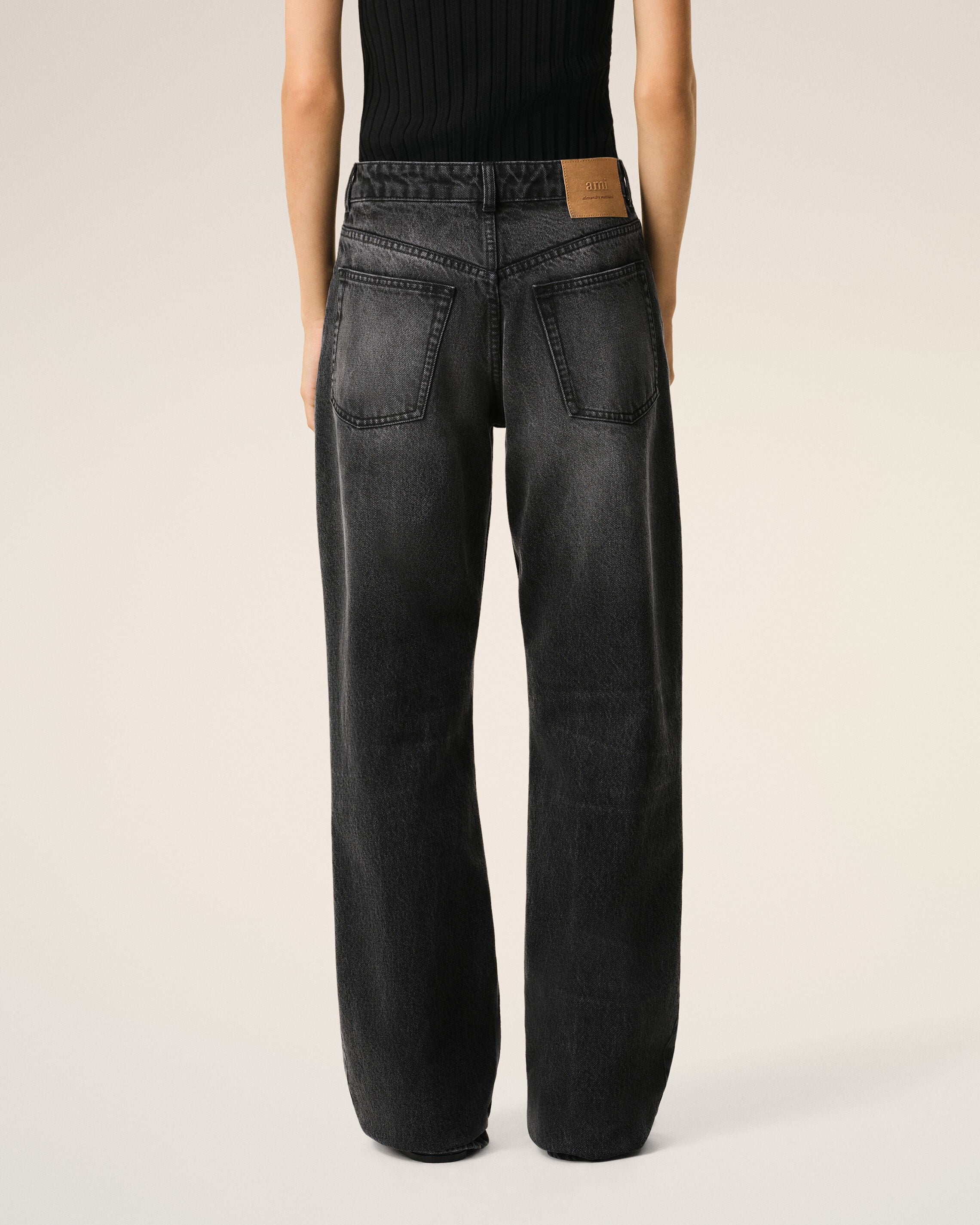 AmiParis Black Cotton Large Fit Jeans Women's