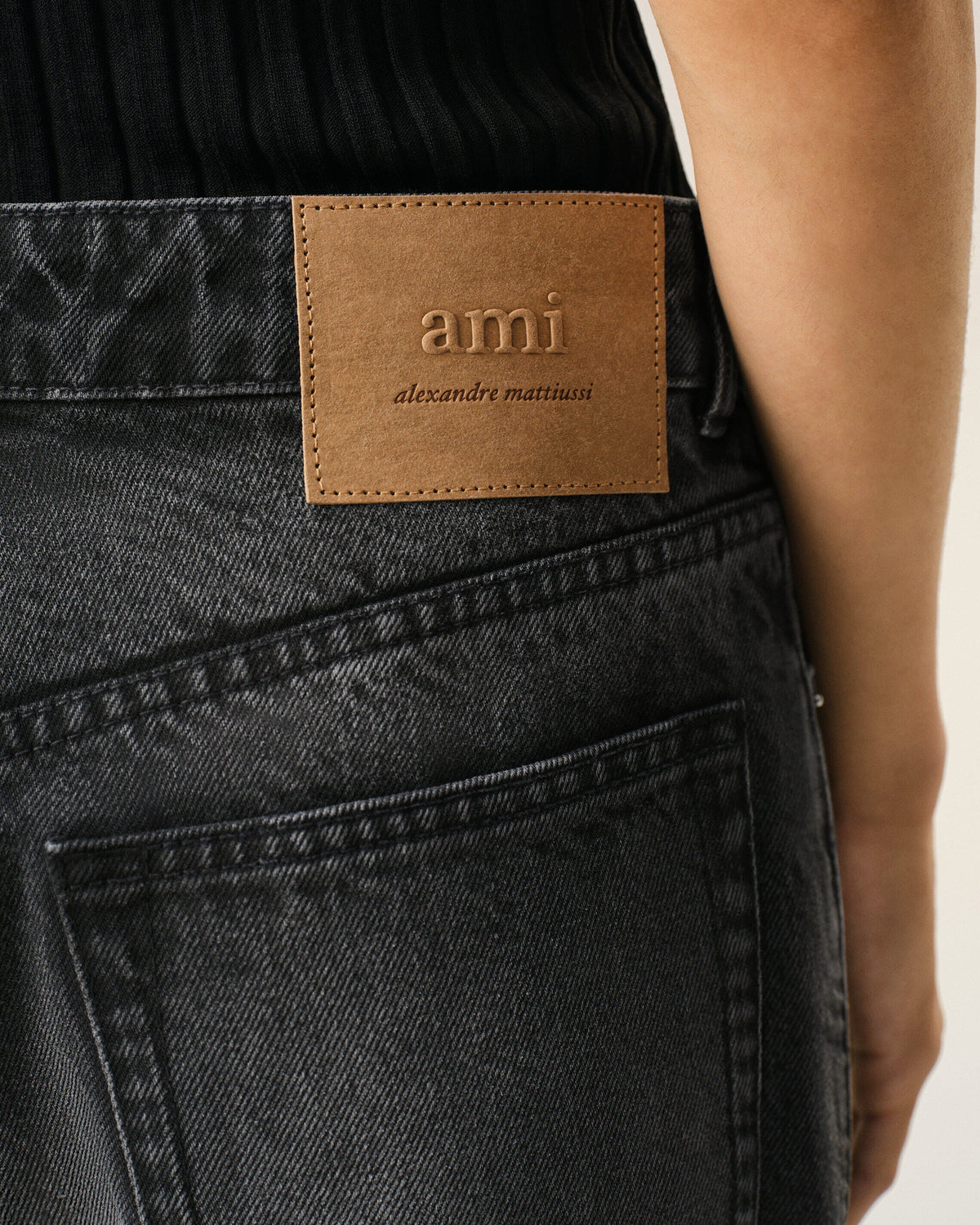 AmiParis Black Cotton Large Fit Jeans Women's