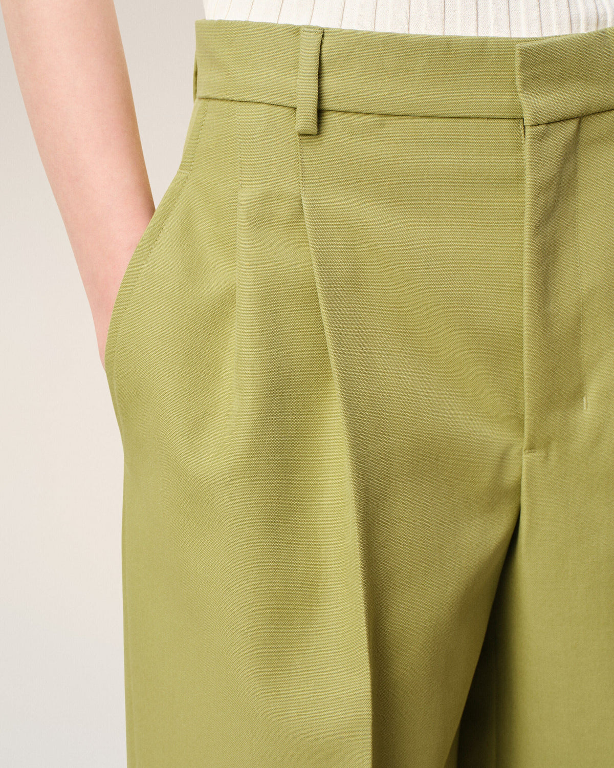 AmiParis Green New Wool Low Waist Wide Trousers Women's