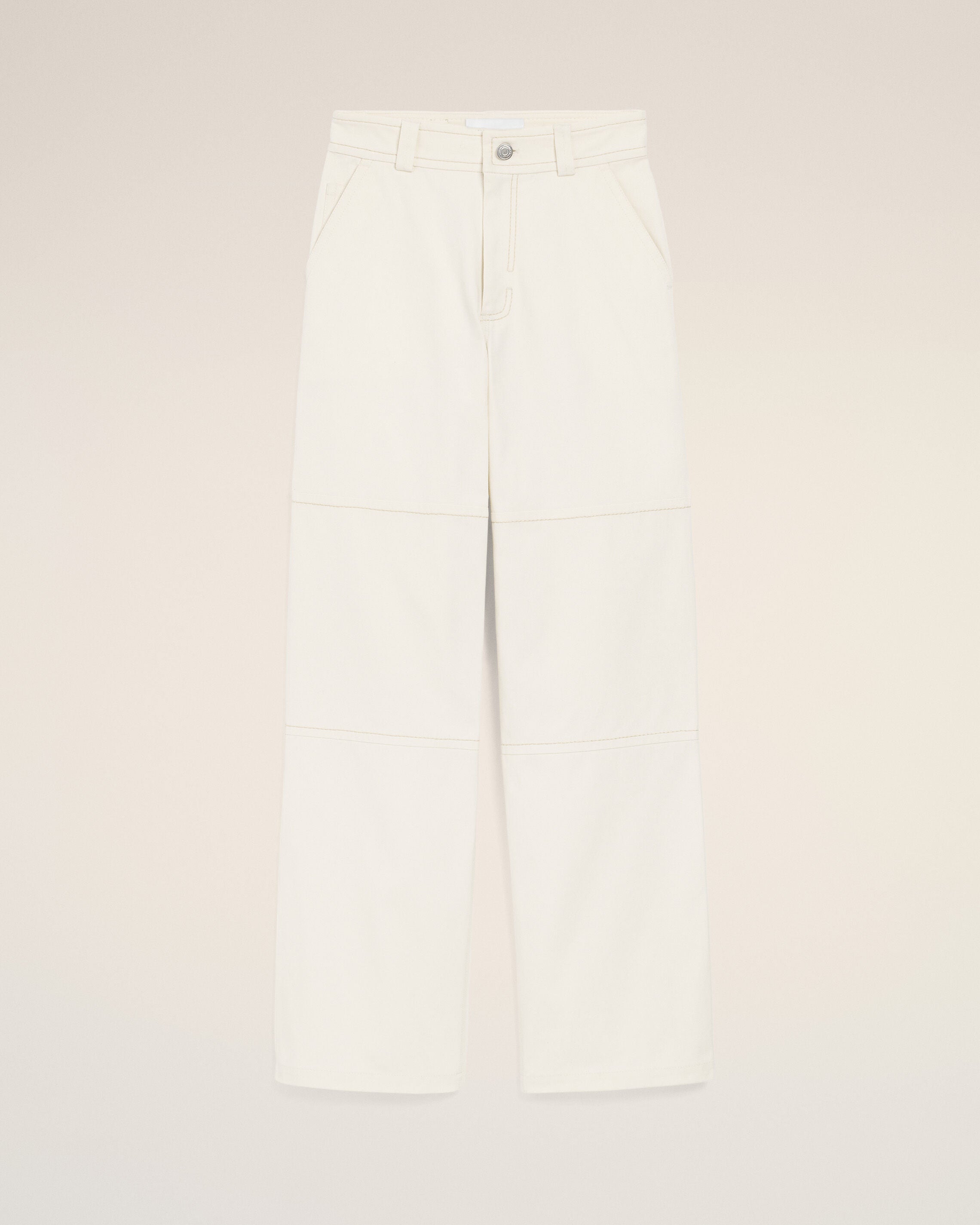 AmiParis White Cotton Worker Trousers Women's