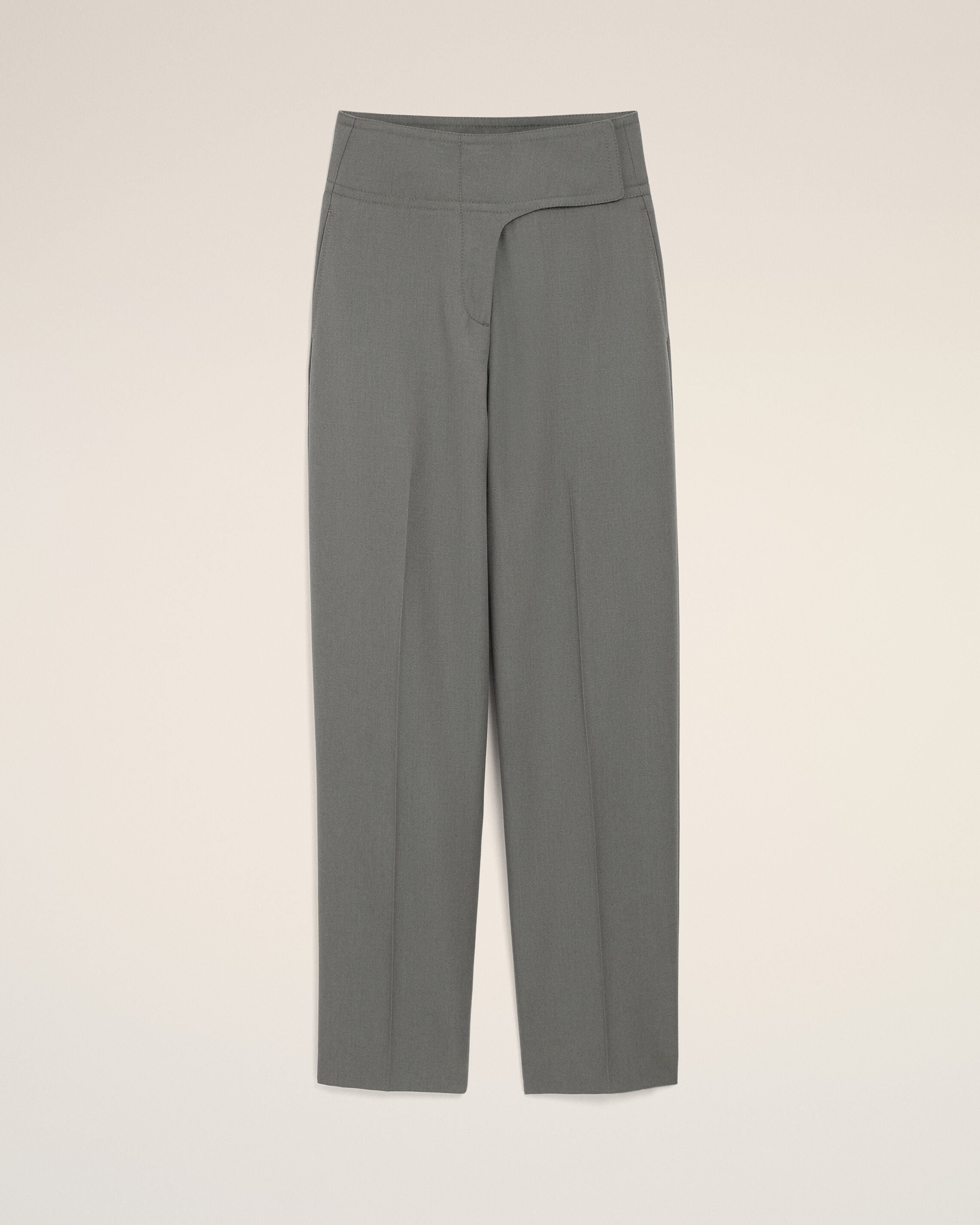 AmiParis Grey New Wool Wrapped Belted Trousers Women's