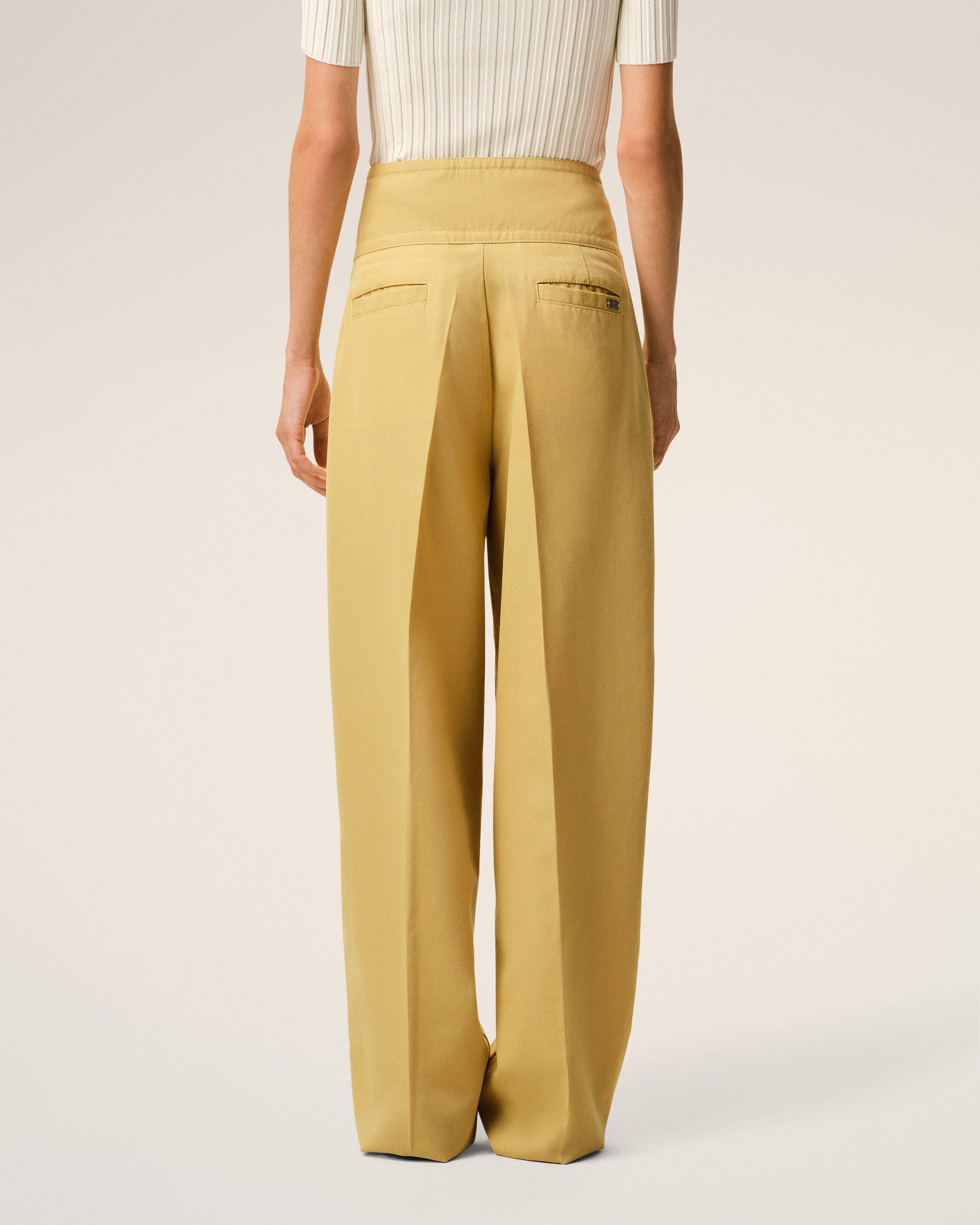 AmiParis Yellow New Wool Wrapped Belted Trousers Women's