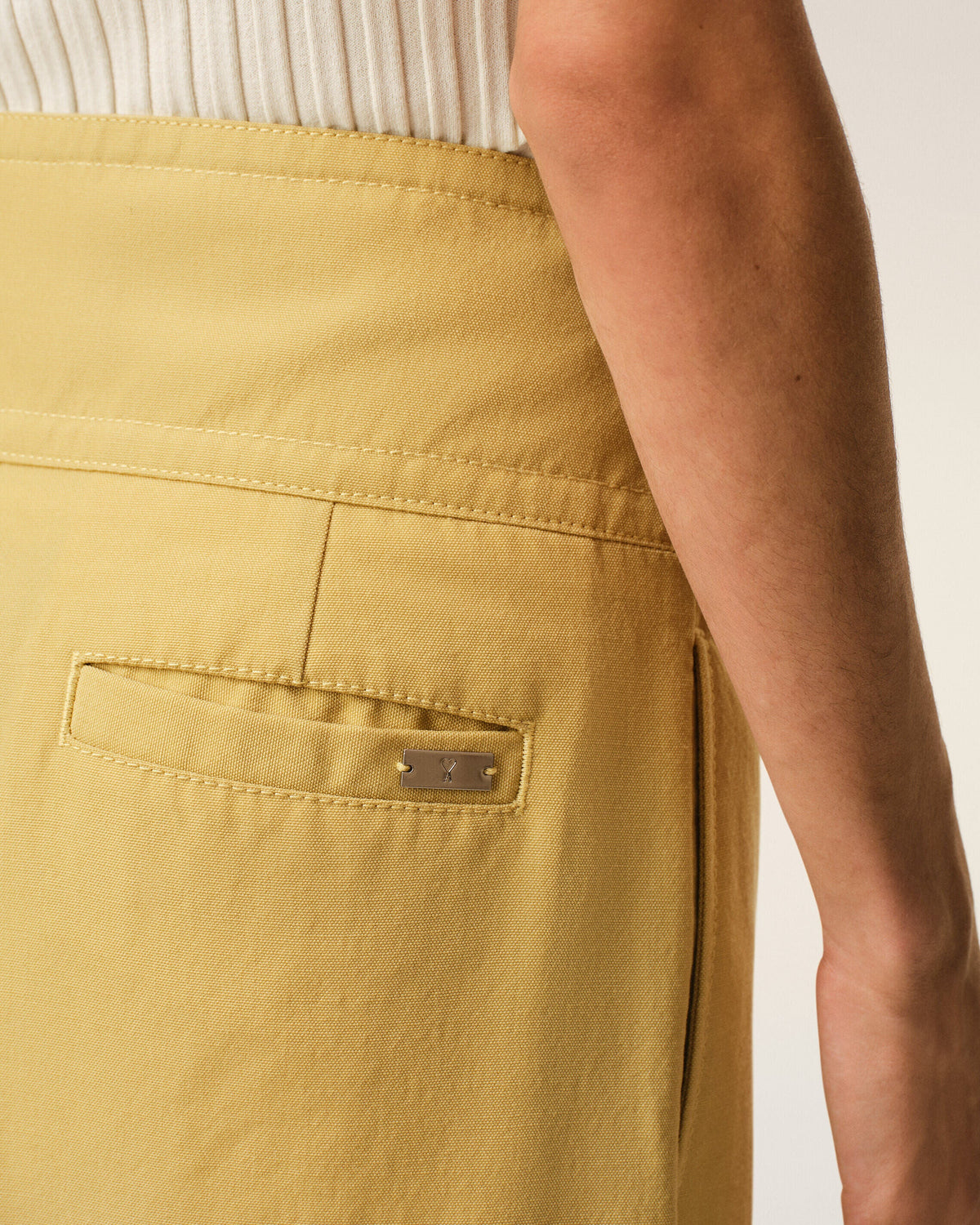 AmiParis Yellow New Wool Wrapped Belted Trousers Women's