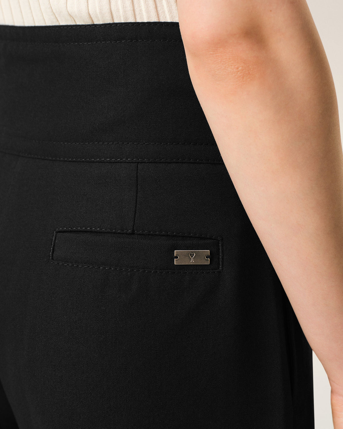 AmiParis Black New Wool Wrapped Belted Trousers Women's
