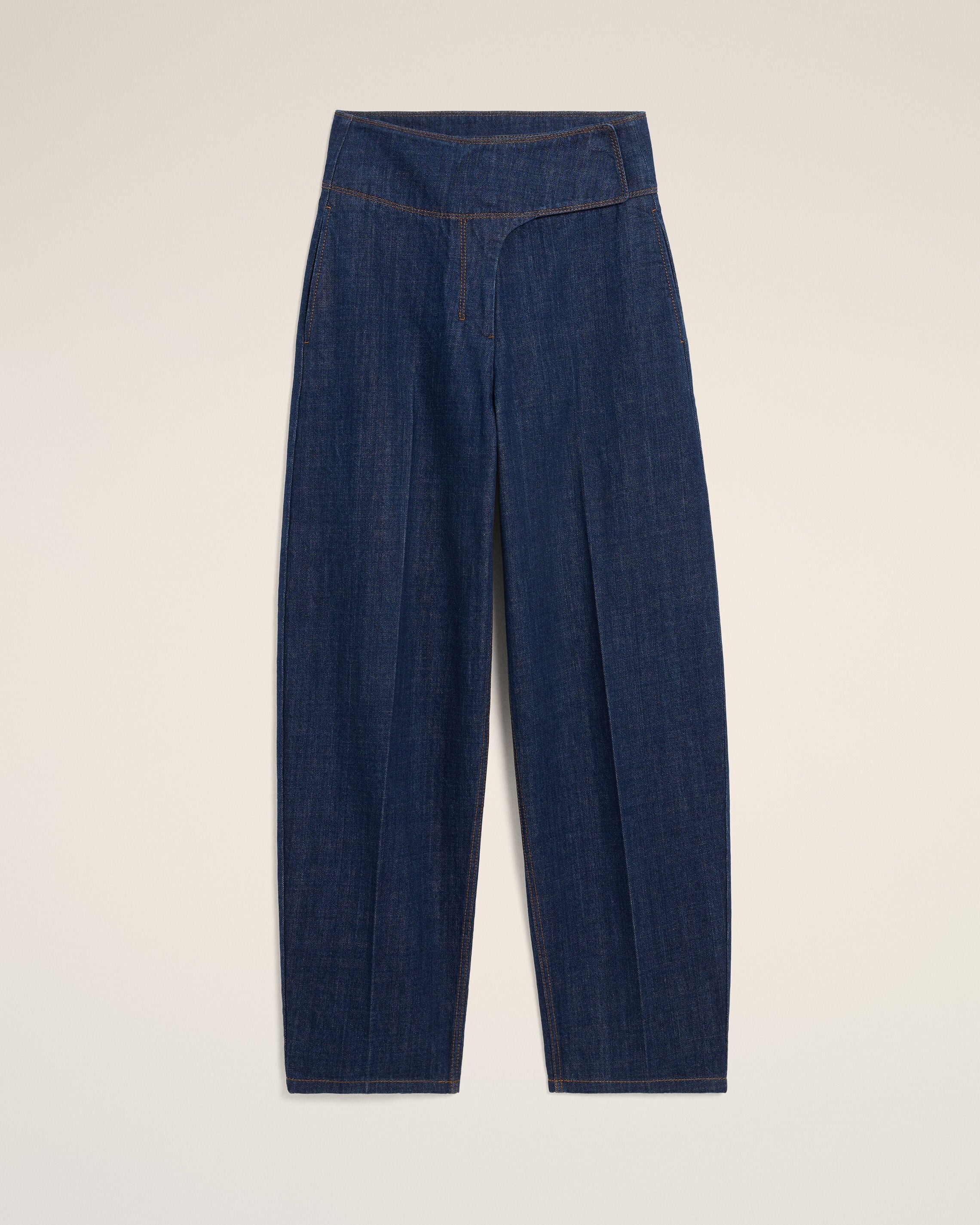 AmiParis Blue Cotton Wrapped Belted Ballon Fit Jeans Women's