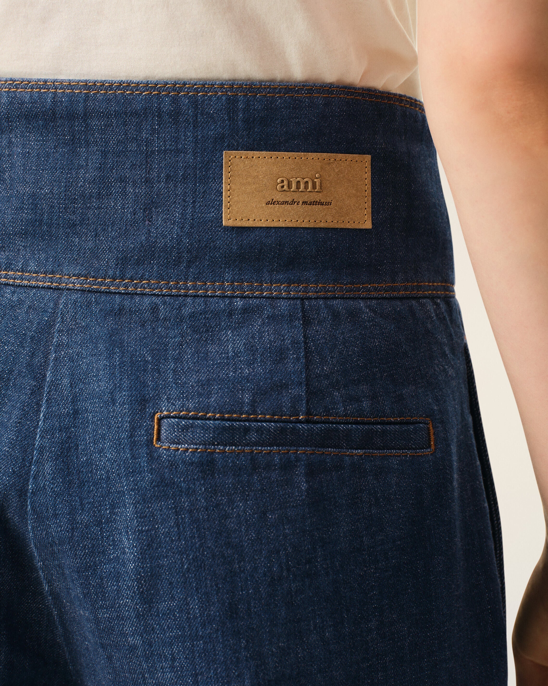 AmiParis Blue Cotton Wrapped Belted Ballon Fit Jeans Women's