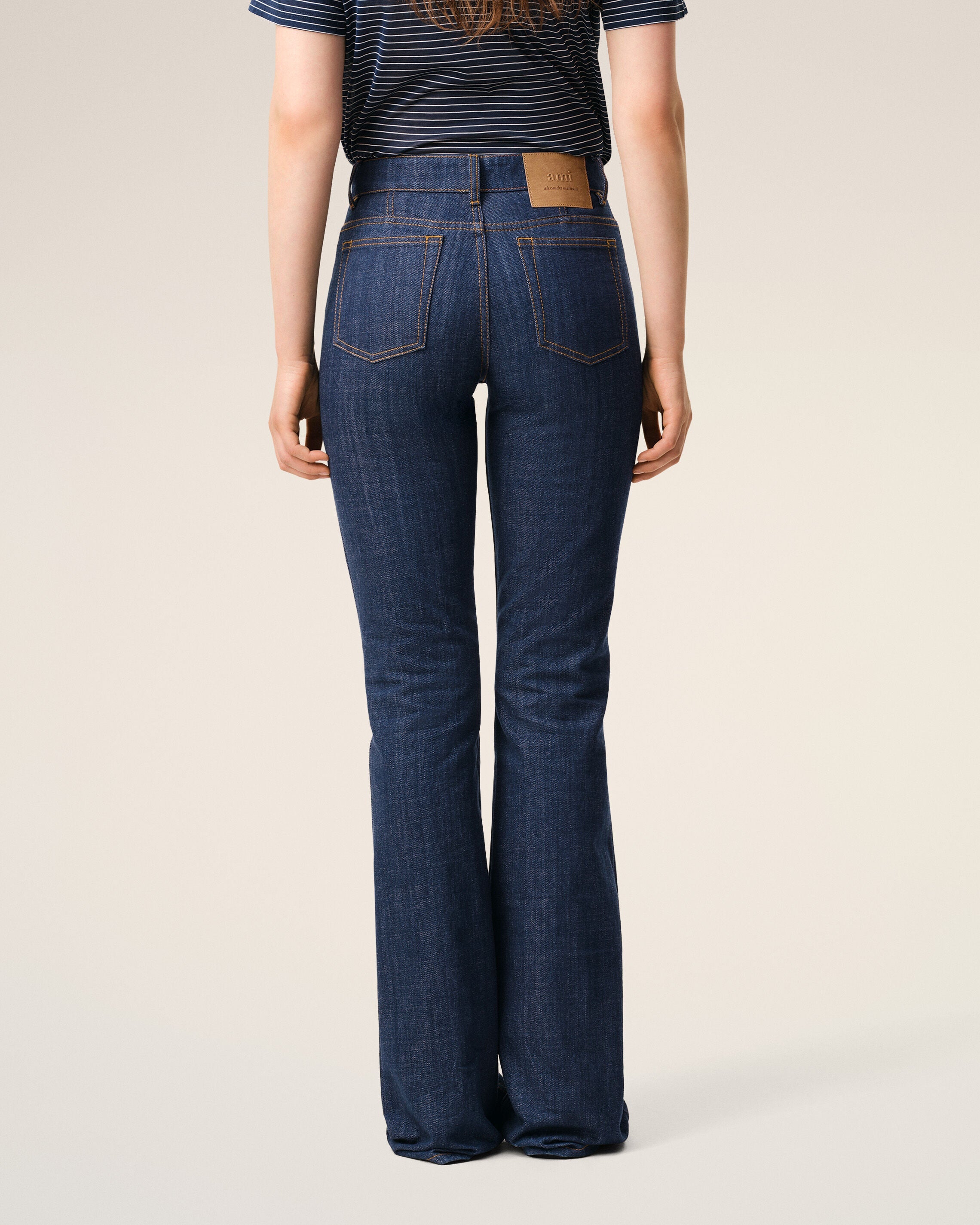 AmiParis Blue Cotton Bootcut Fit Jeans Women's