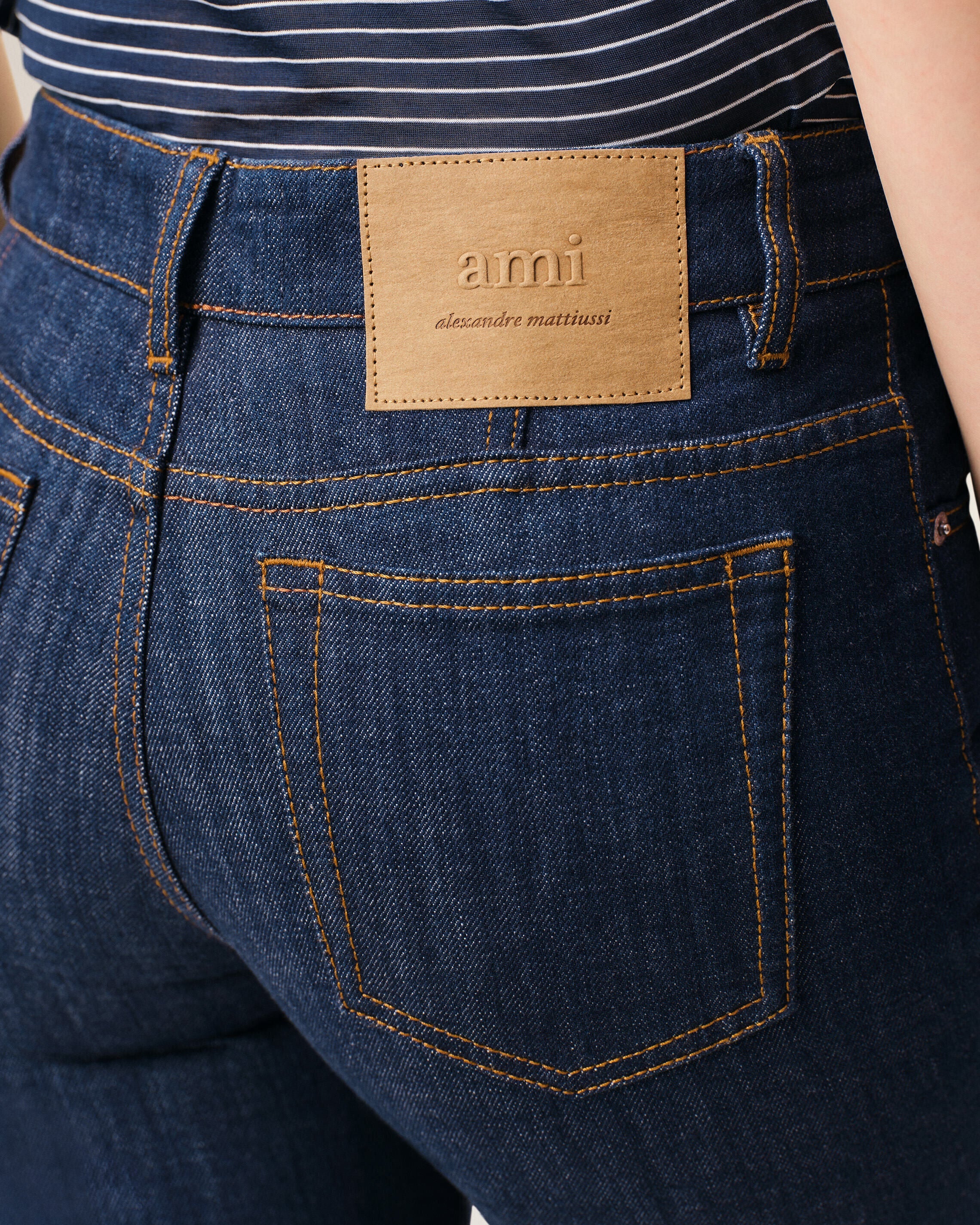 AmiParis Blue Cotton Bootcut Fit Jeans Women's