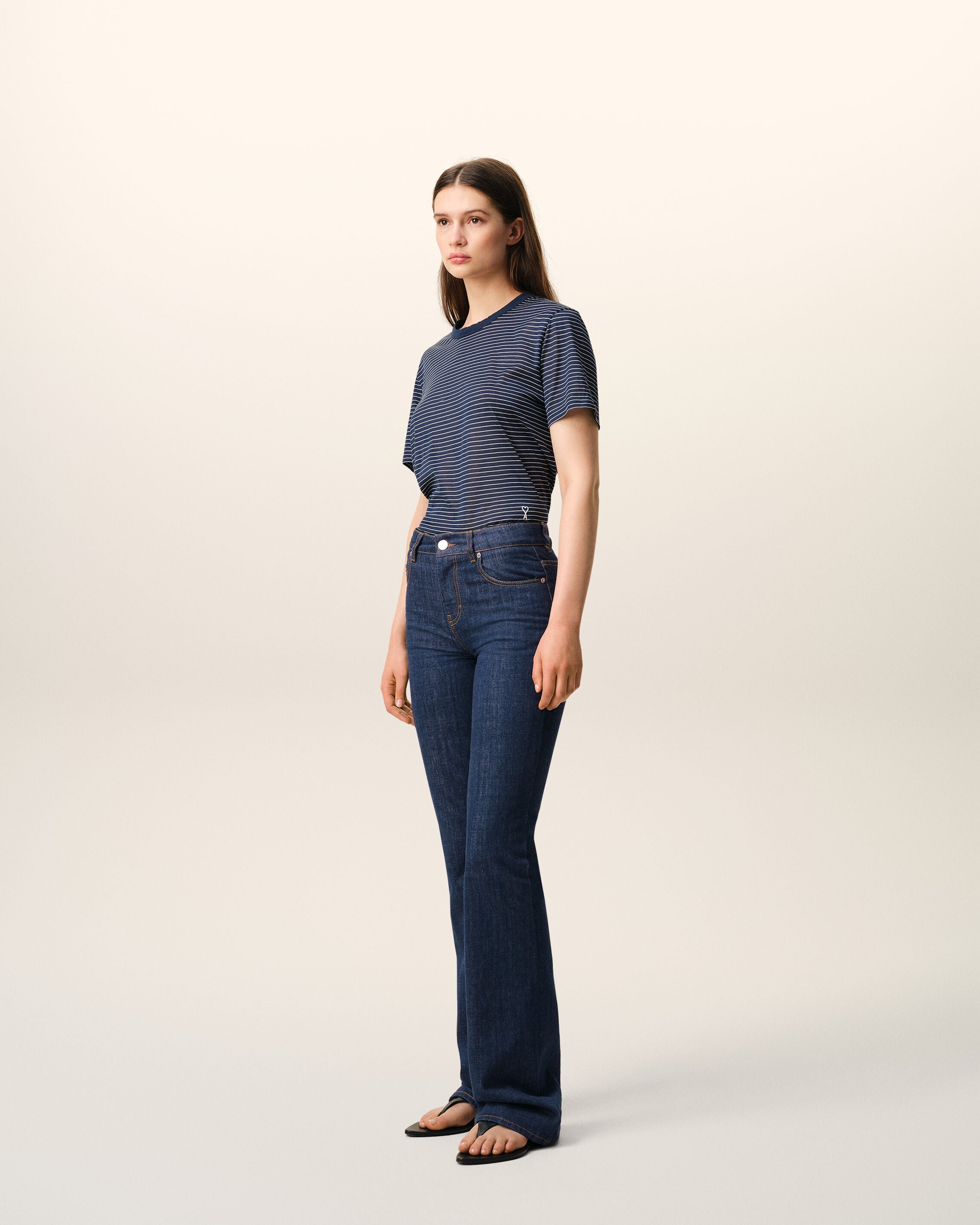 AmiParis Blue Cotton Bootcut Fit Jeans Women's