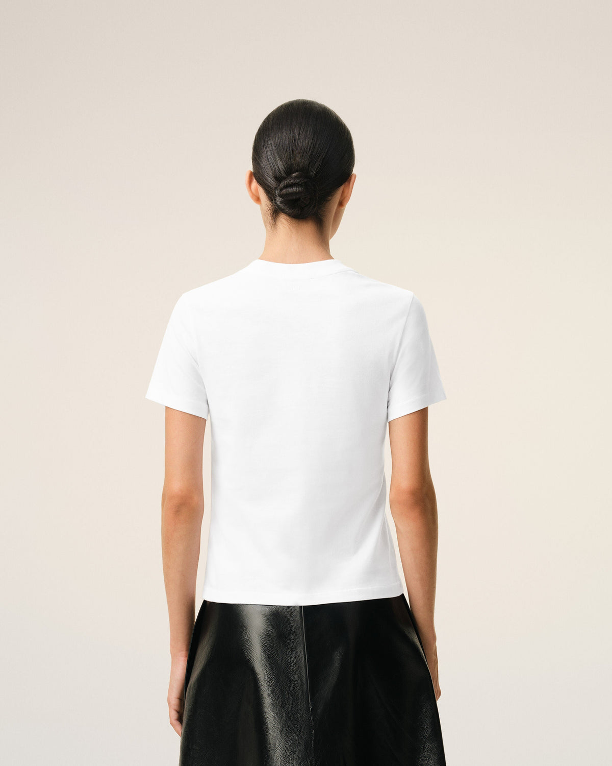 White Cotton Ami De Coeur Cropped Tshirt Women's