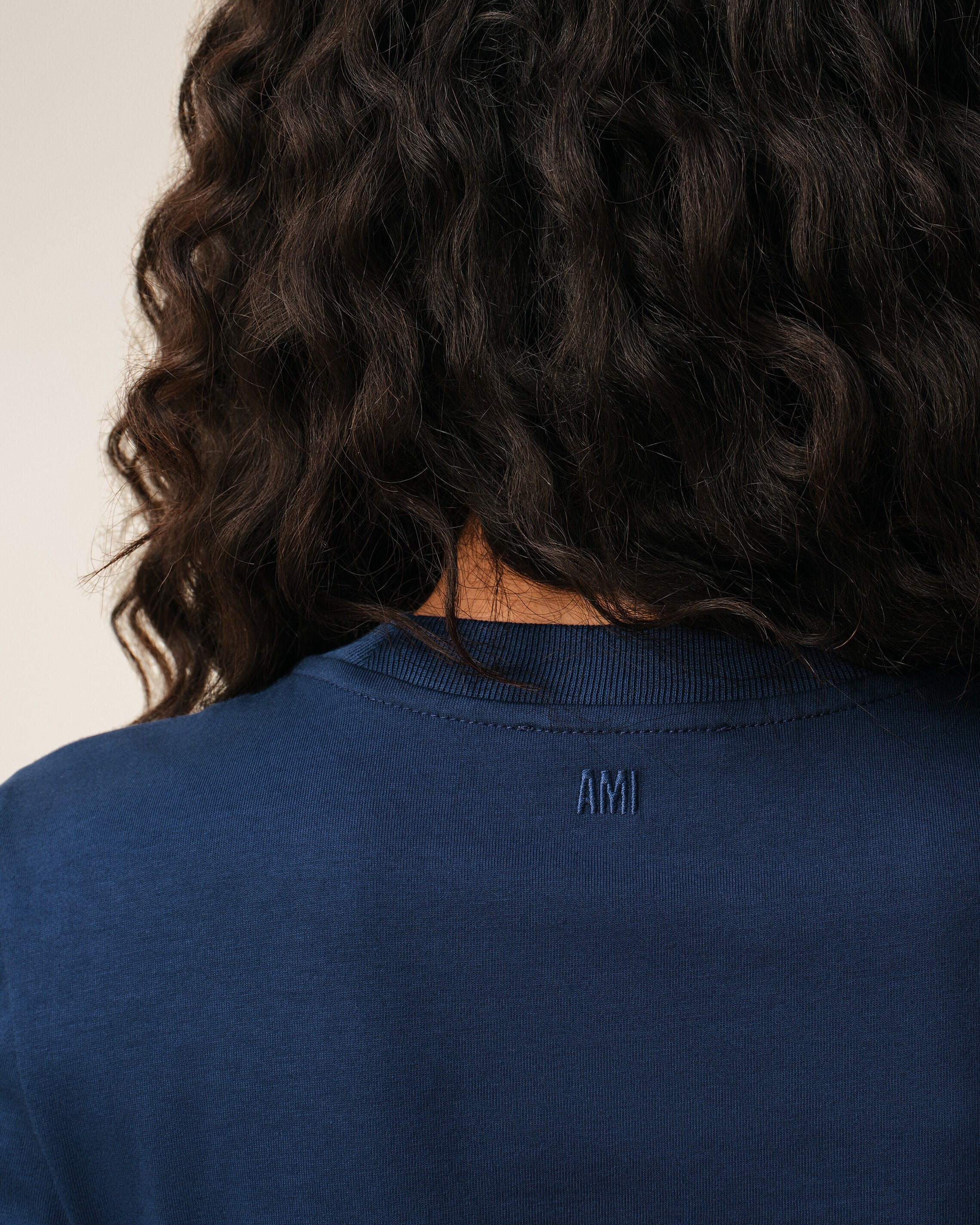 Blue Cotton Ami De Coeur Cropped Tshirt Women's
