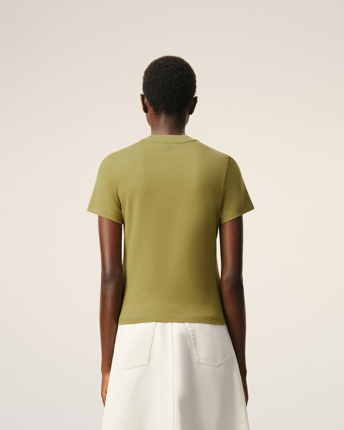Green Cotton Ami De Coeur Cropped Tshirt Women's