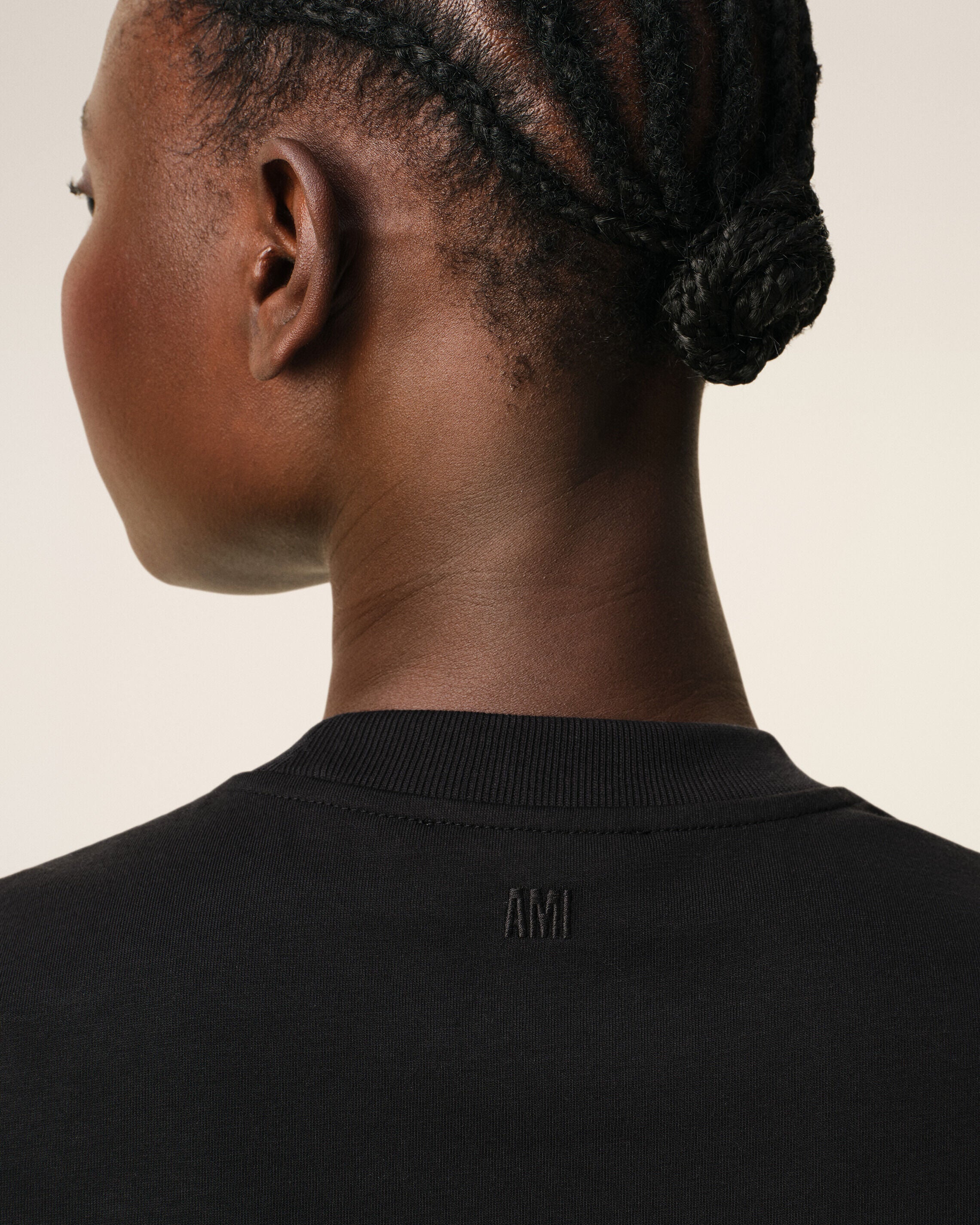 Black Cotton Ami De Coeur Cropped Tshirt Women's