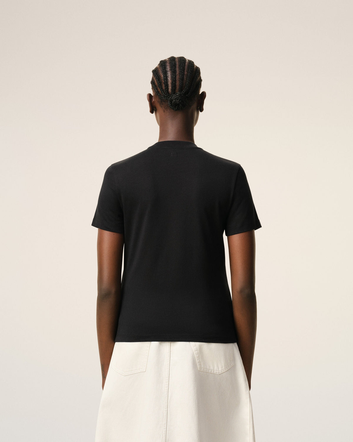 Black Cotton Ami De Coeur Cropped Tshirt Women's