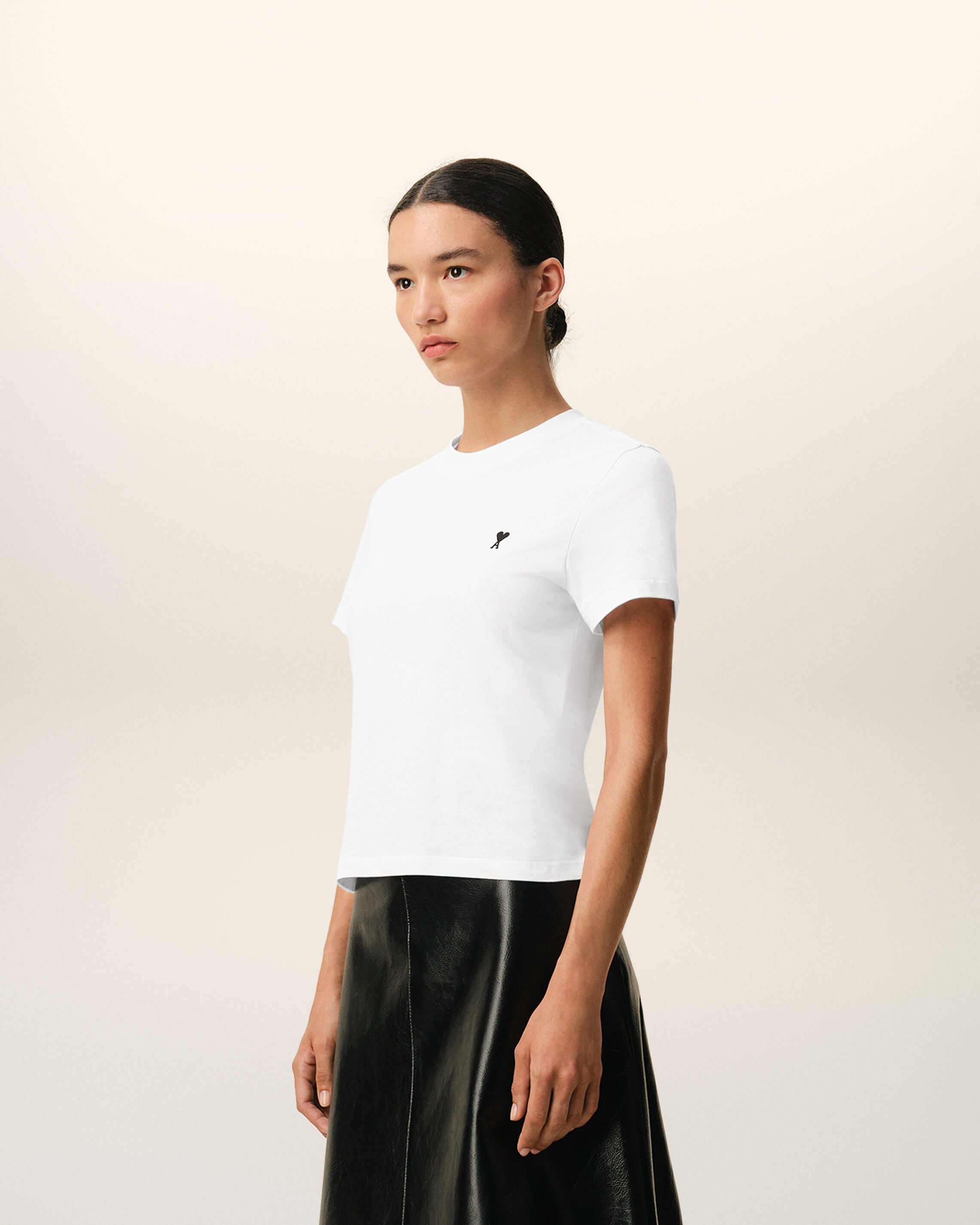 White Cotton Ami De Coeur Cropped Tshirt Women's