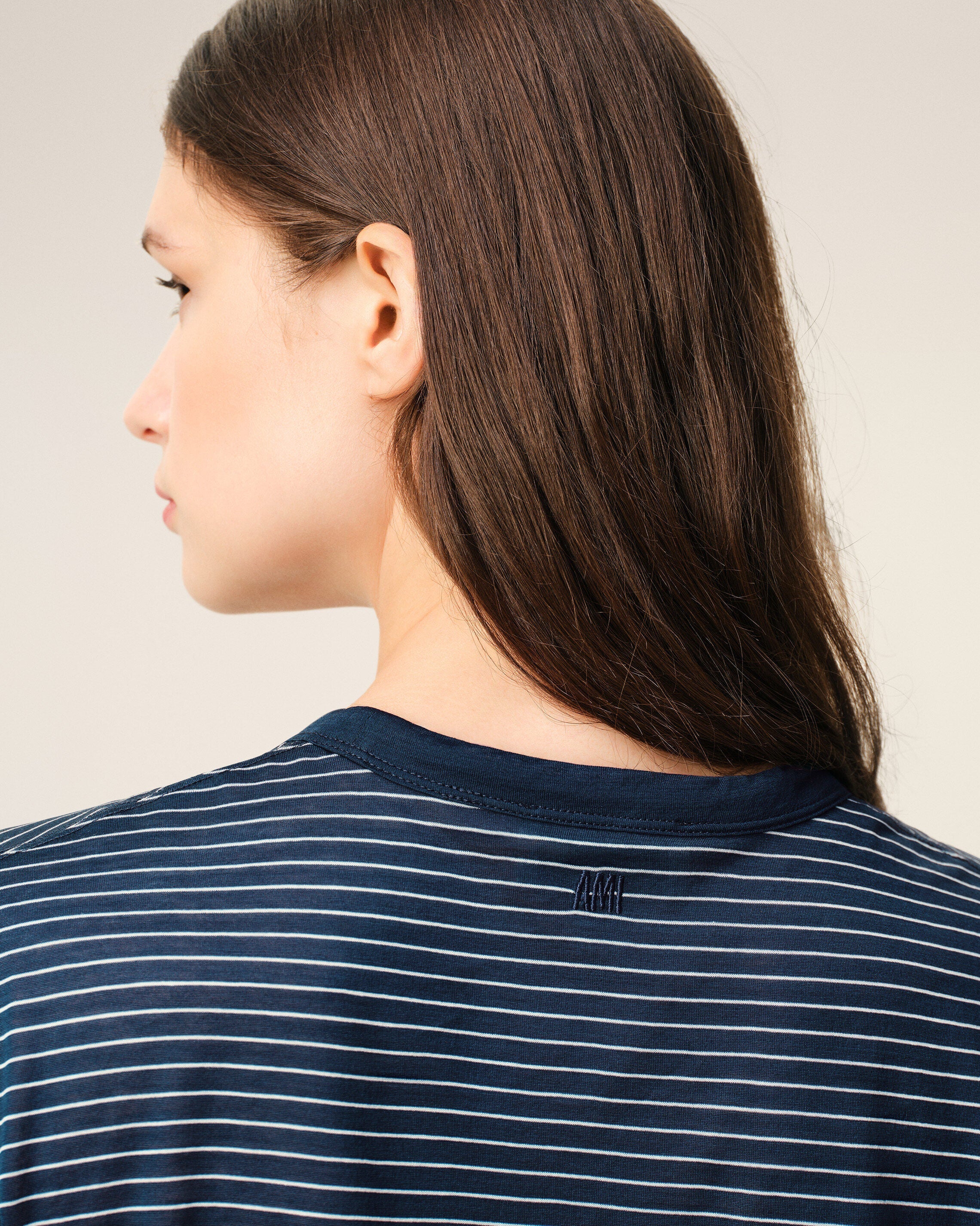 Blue Striped Cotton Ami De Coeur Tshirt Women's