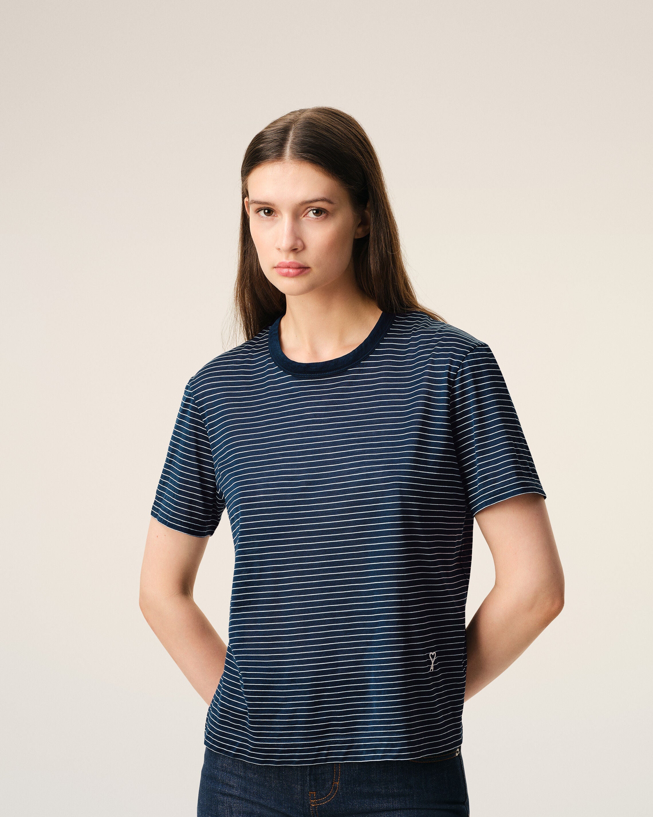 Blue Striped Cotton Ami De Coeur Tshirt Women's
