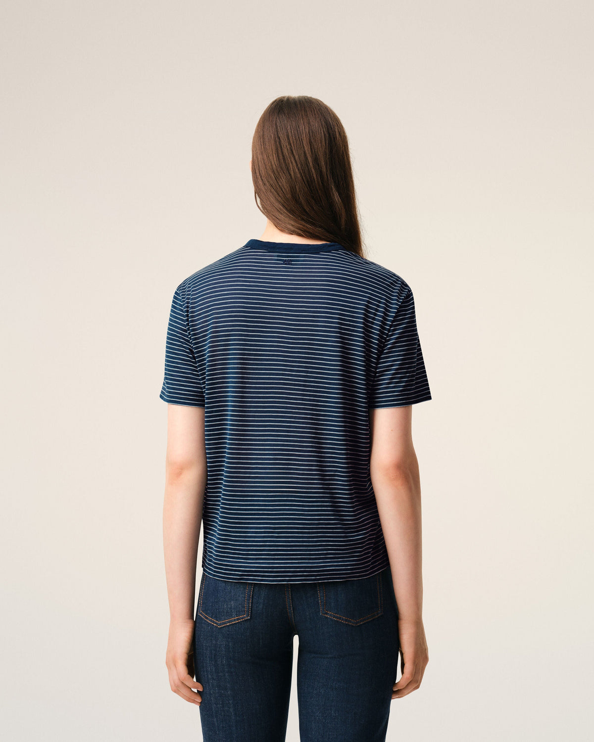 Blue Striped Cotton Ami De Coeur Tshirt Women's