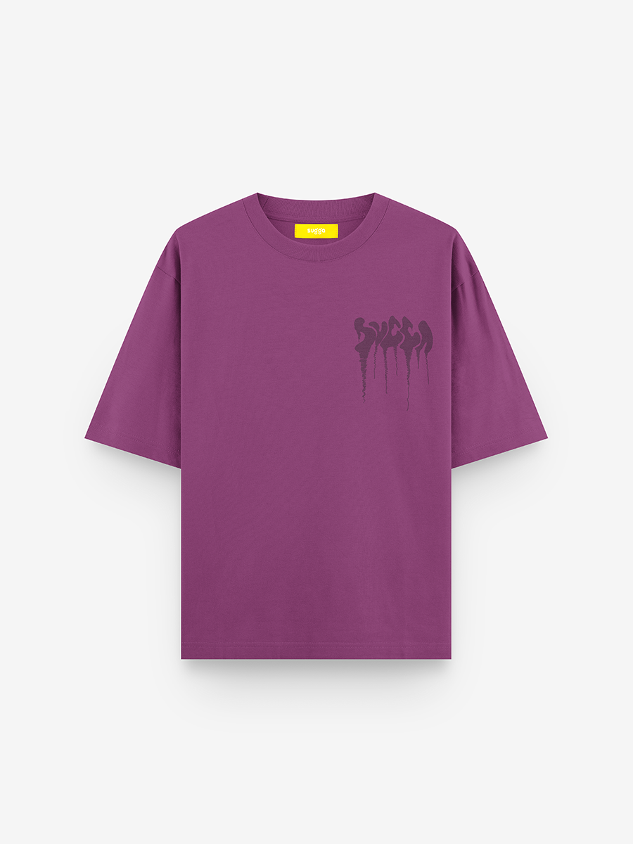 Fake Patch Tshirt in Grape Regular Fit