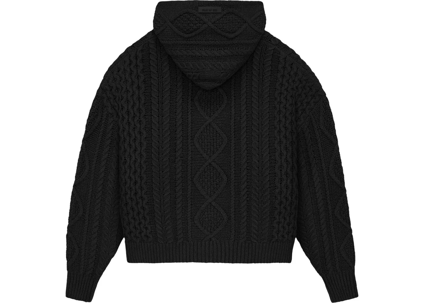 fear of god essentials cable knit hoodie jet black