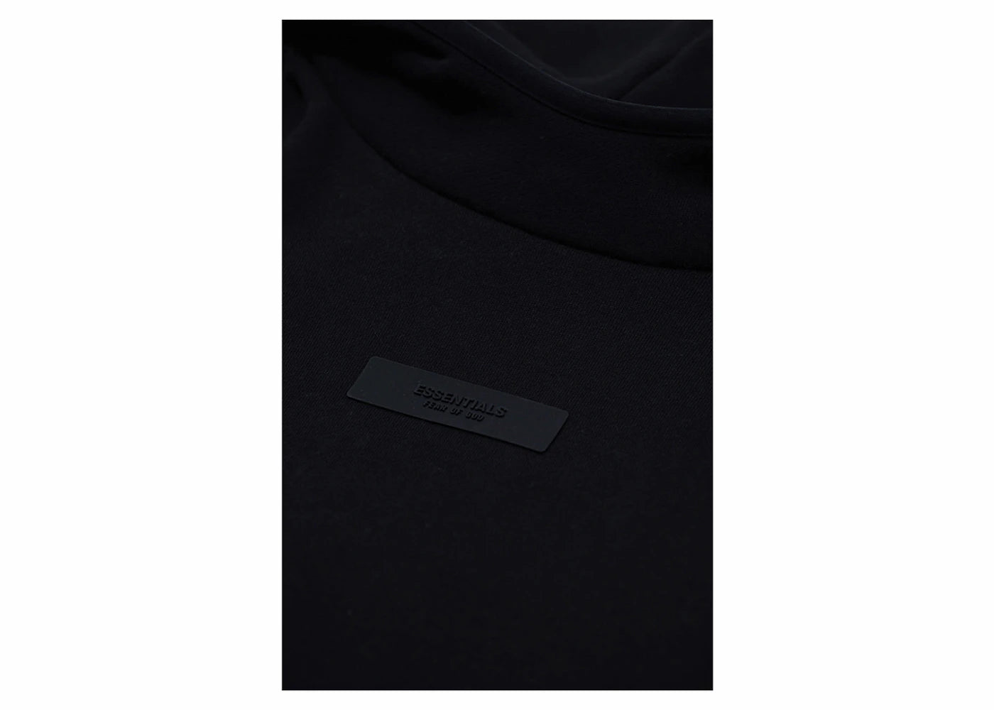 fear of god essentials chest logo hoodie jet black/jet black