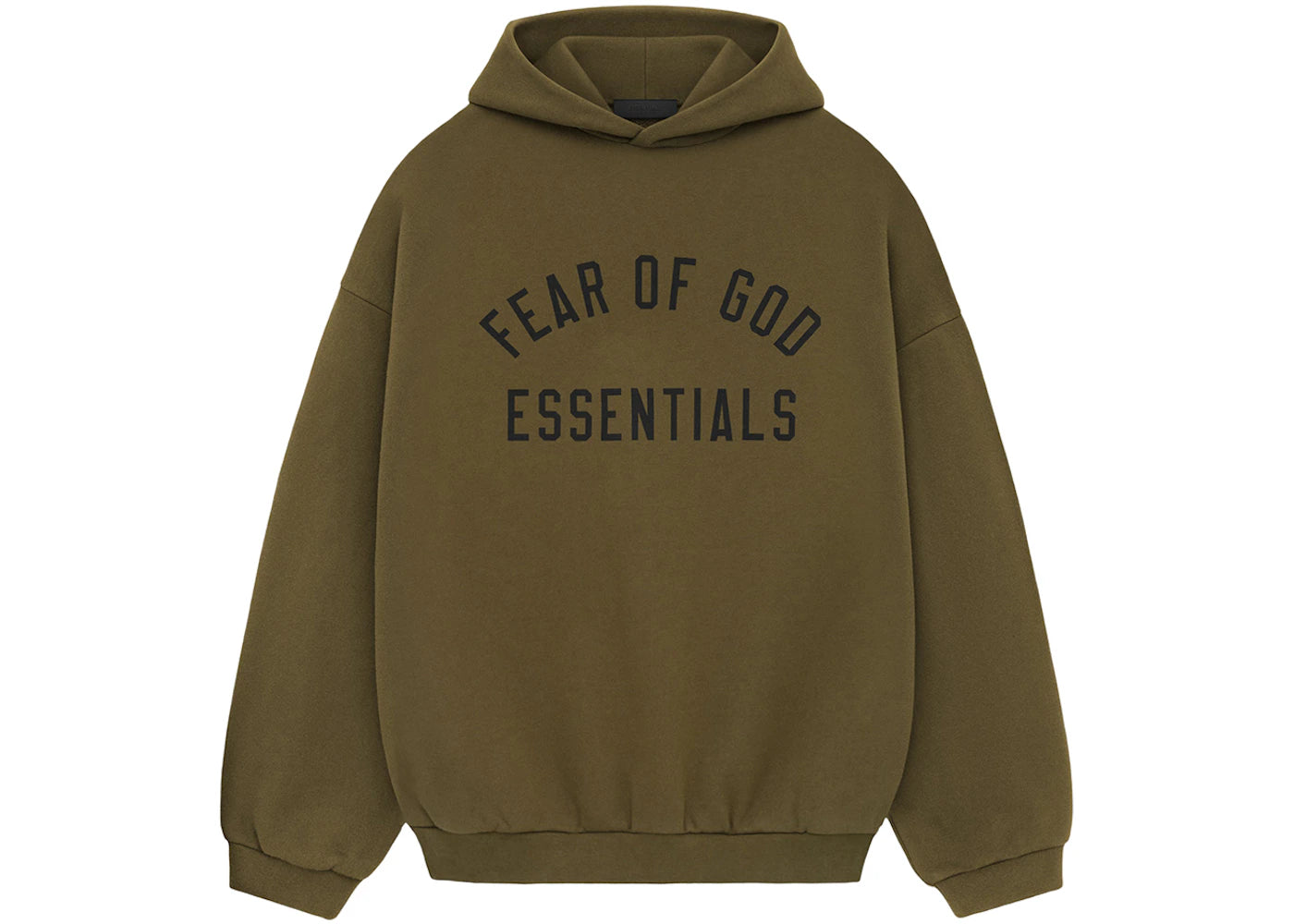 fear of god essentials fleece hoodie olive