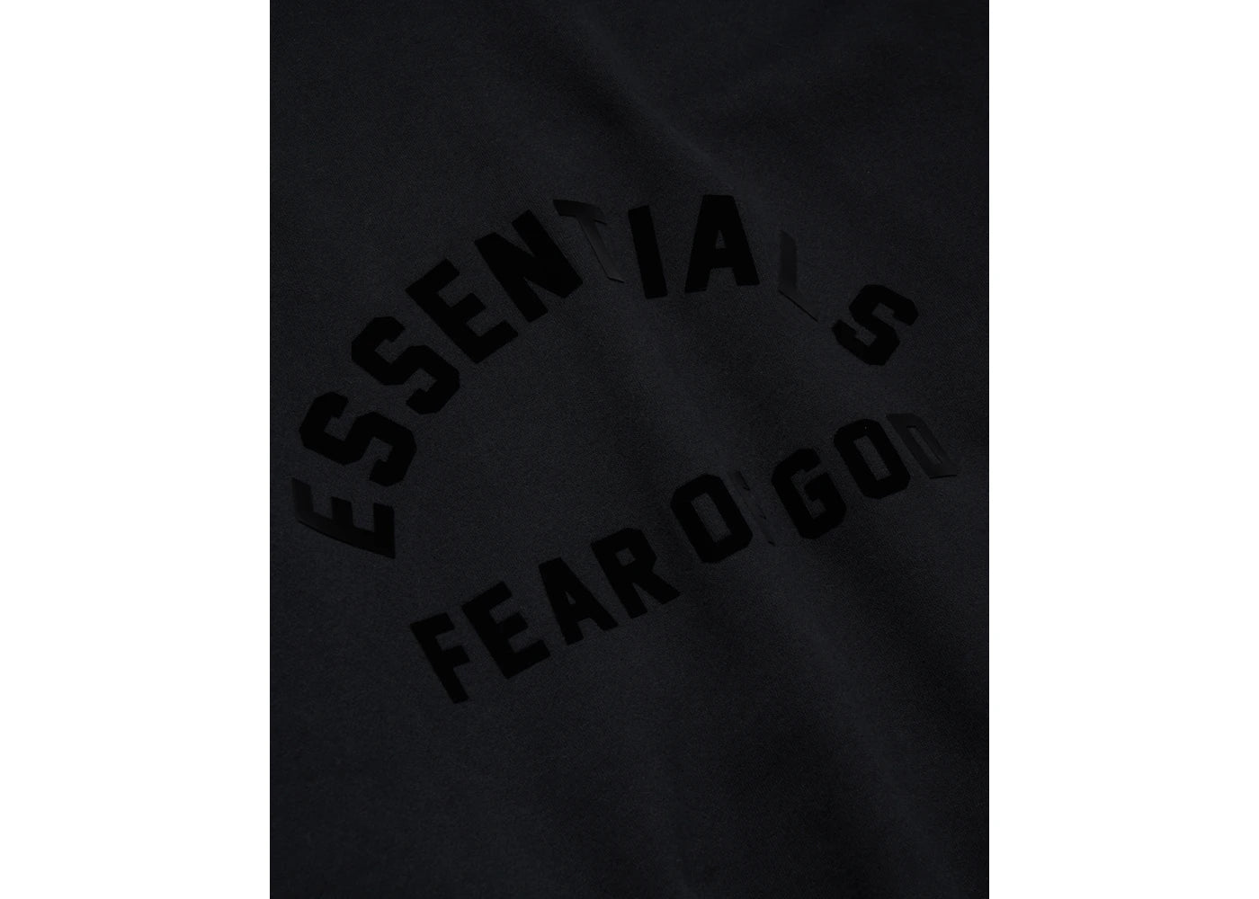 fear of god essentials arch logo hoodie jet black