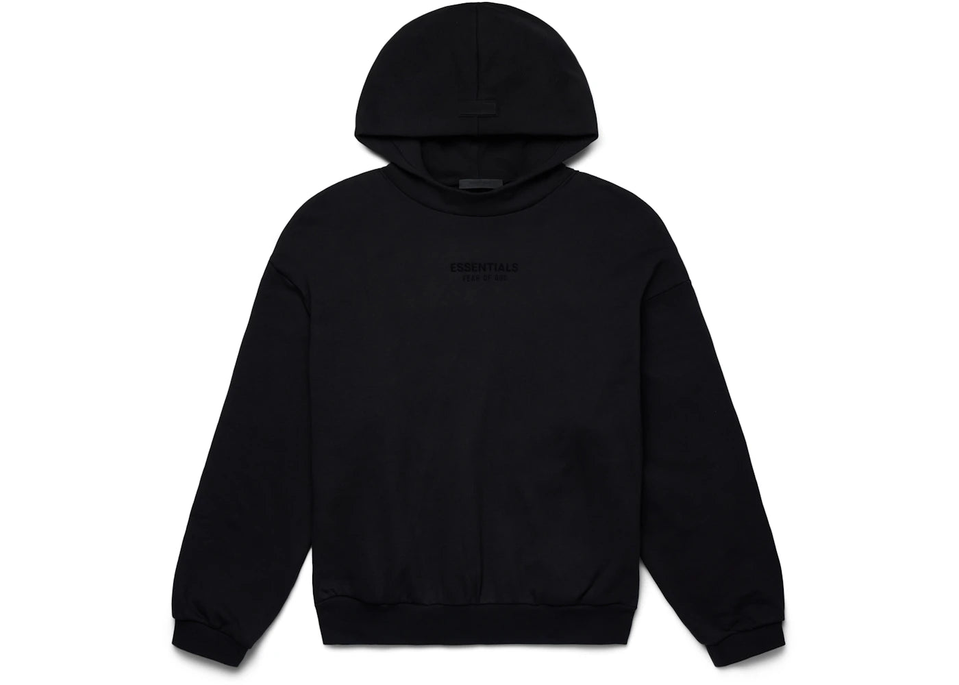 fear of god essentials hoodie jet black