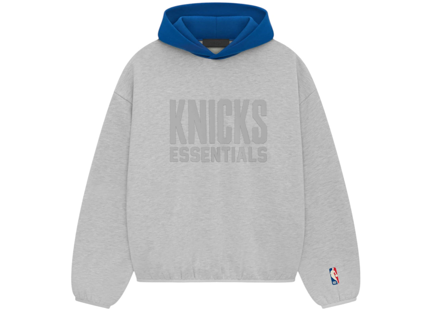 fear of god essentials knicks hoodie light heather