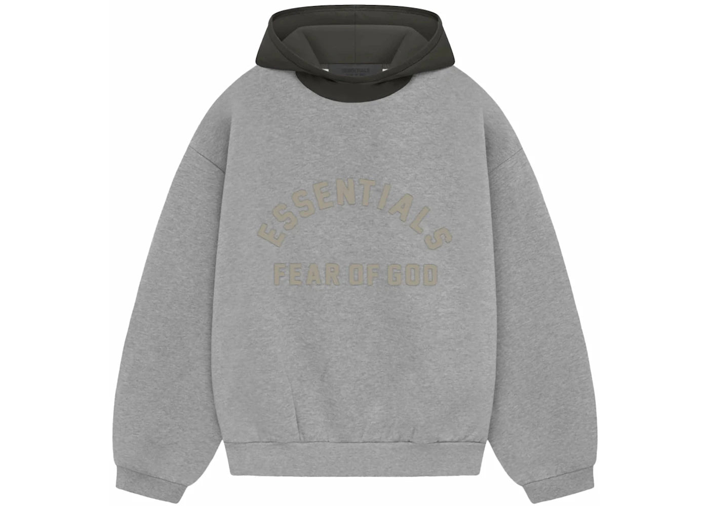 fear of god essentials nylon fleece hoodie dark heather oatmeal/ink