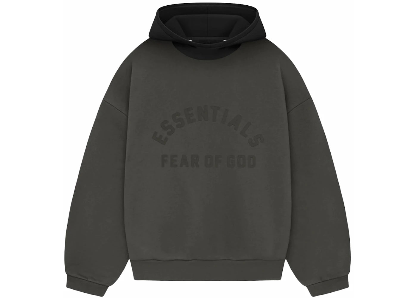 fear of god essentials nylon fleece hoodie ink/jet black
