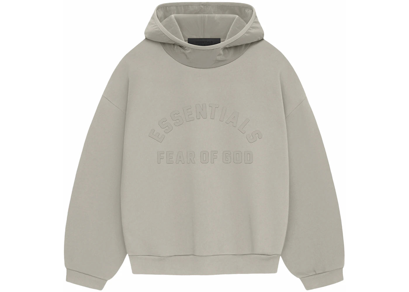 fear of god essentials nylon fleece hoodie seal/seal