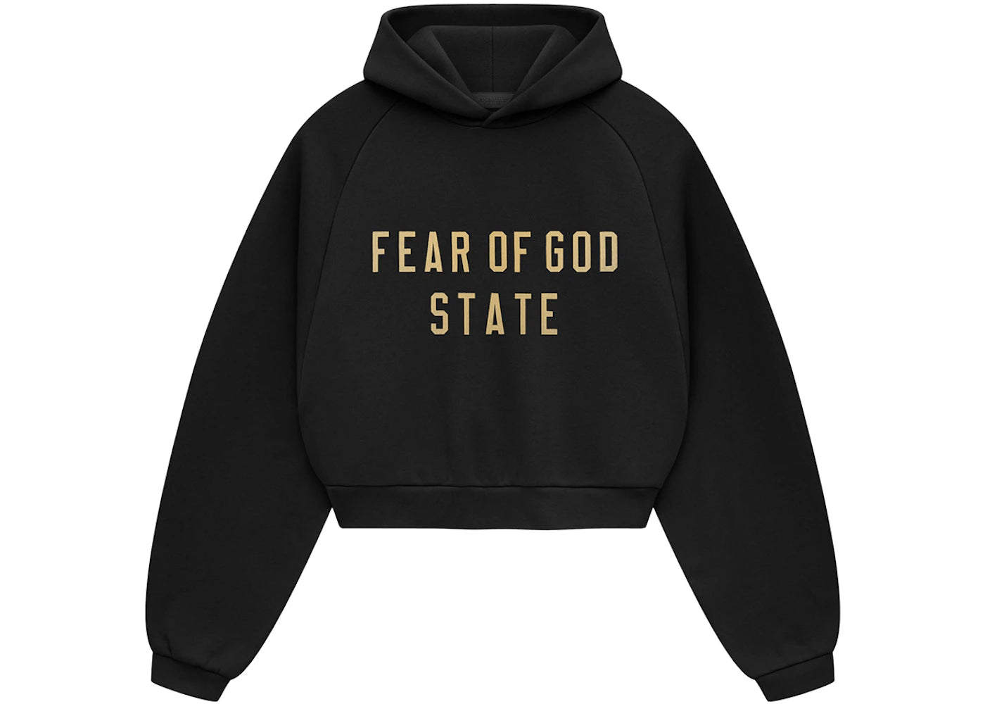 fear of god essentials womens fleece cropped hoodie black