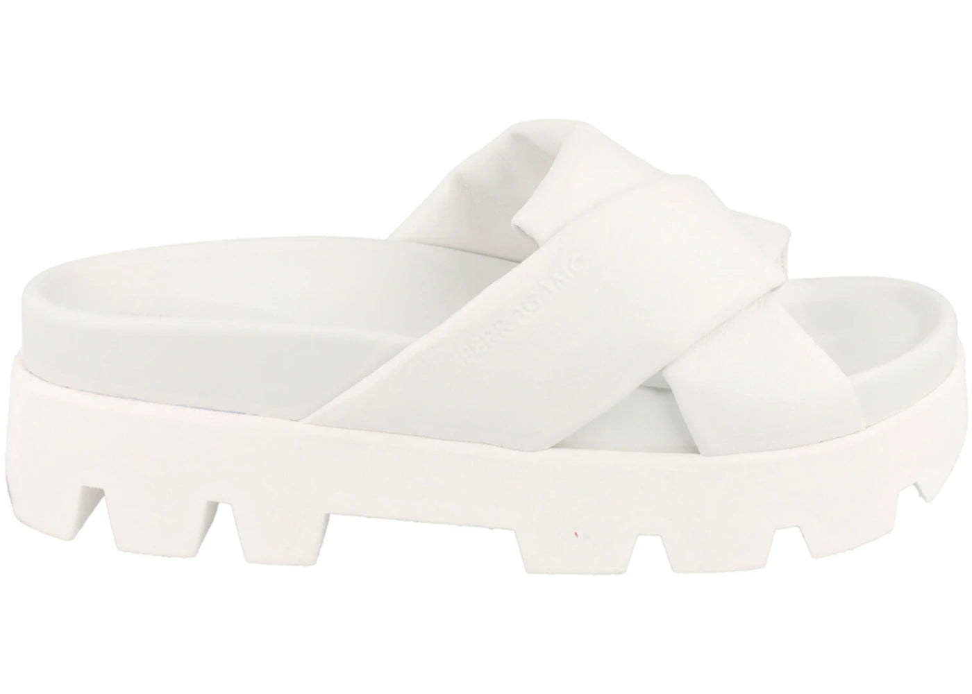 Ferragamo Air Lug Leather Slides White (Women'S)
