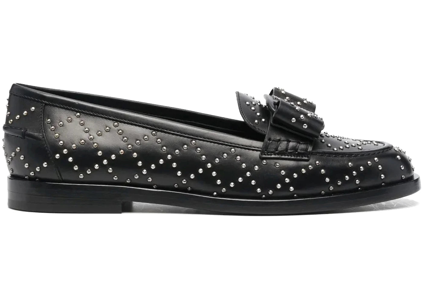 ferragamo viva studded loafers black (women's)