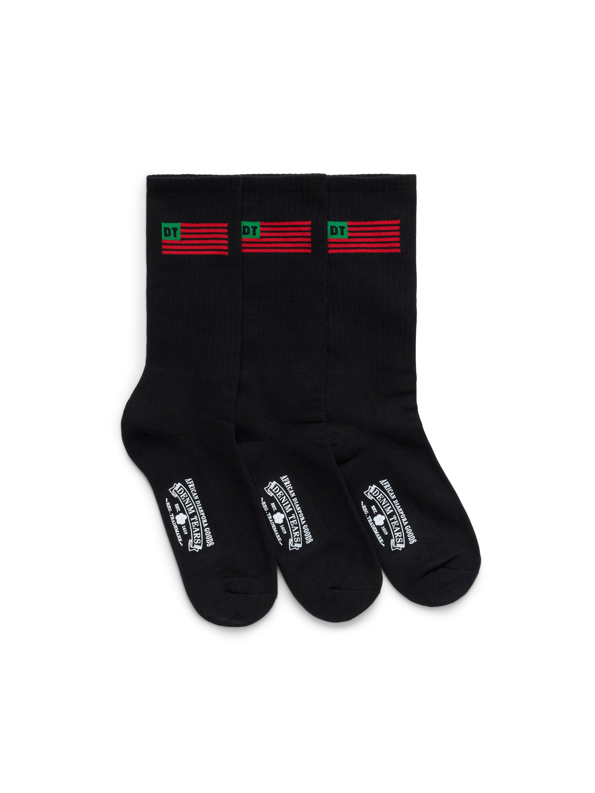 Denim Tears Flag Socks 3-Pack Black