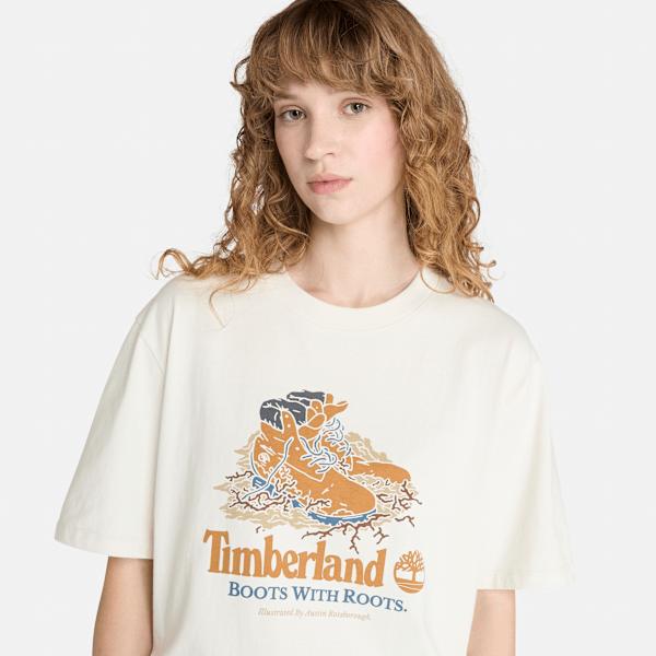 Timberland Front Boot Graphic Tee Vintage White