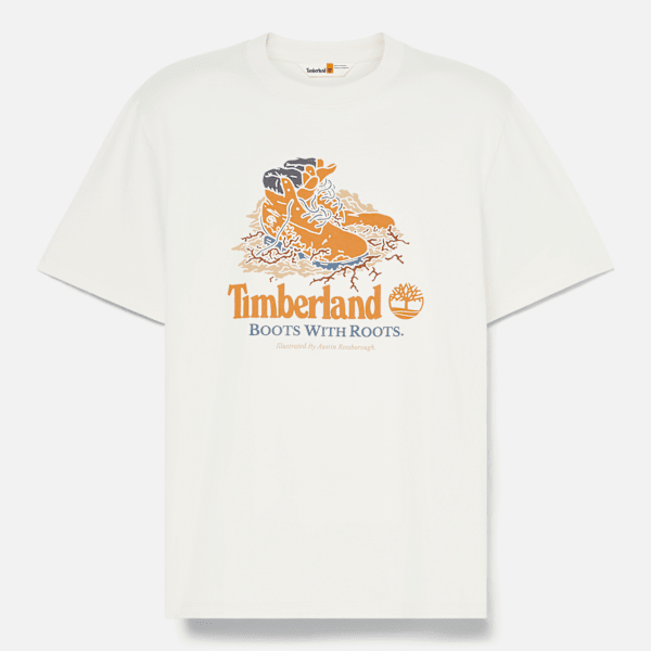 Timberland Front Boot Graphic Tee Vintage White