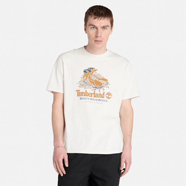 Timberland Front Boot Graphic Tee Vintage White