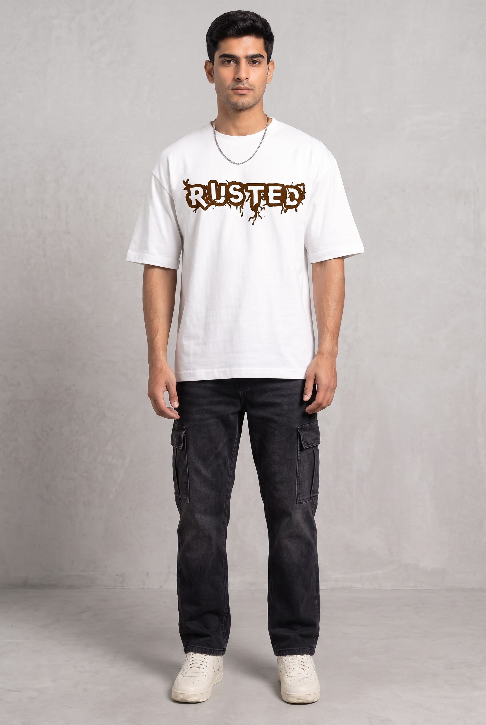 GRENADE WHITE MEN’S OVERSIZED T-SHIRT