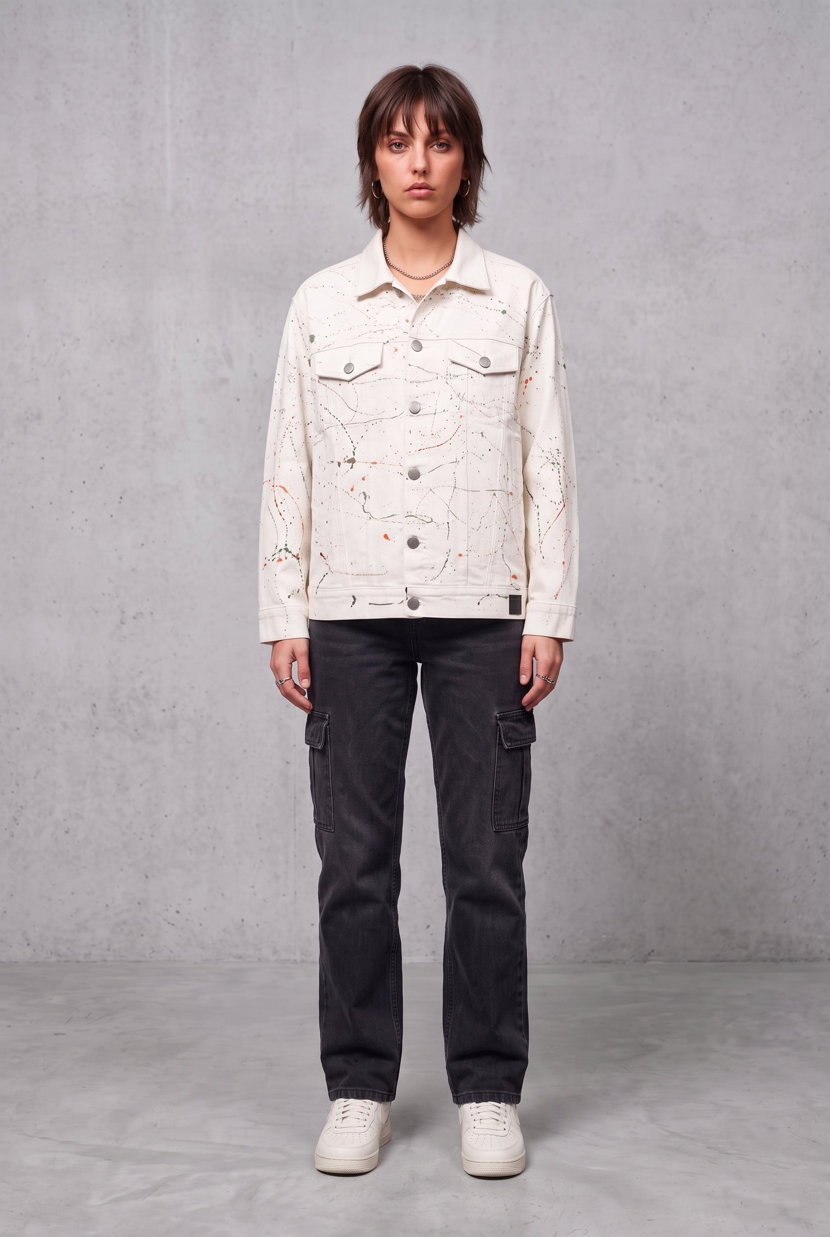WHITE PAINTED DENIM WOMEN'S JACKET