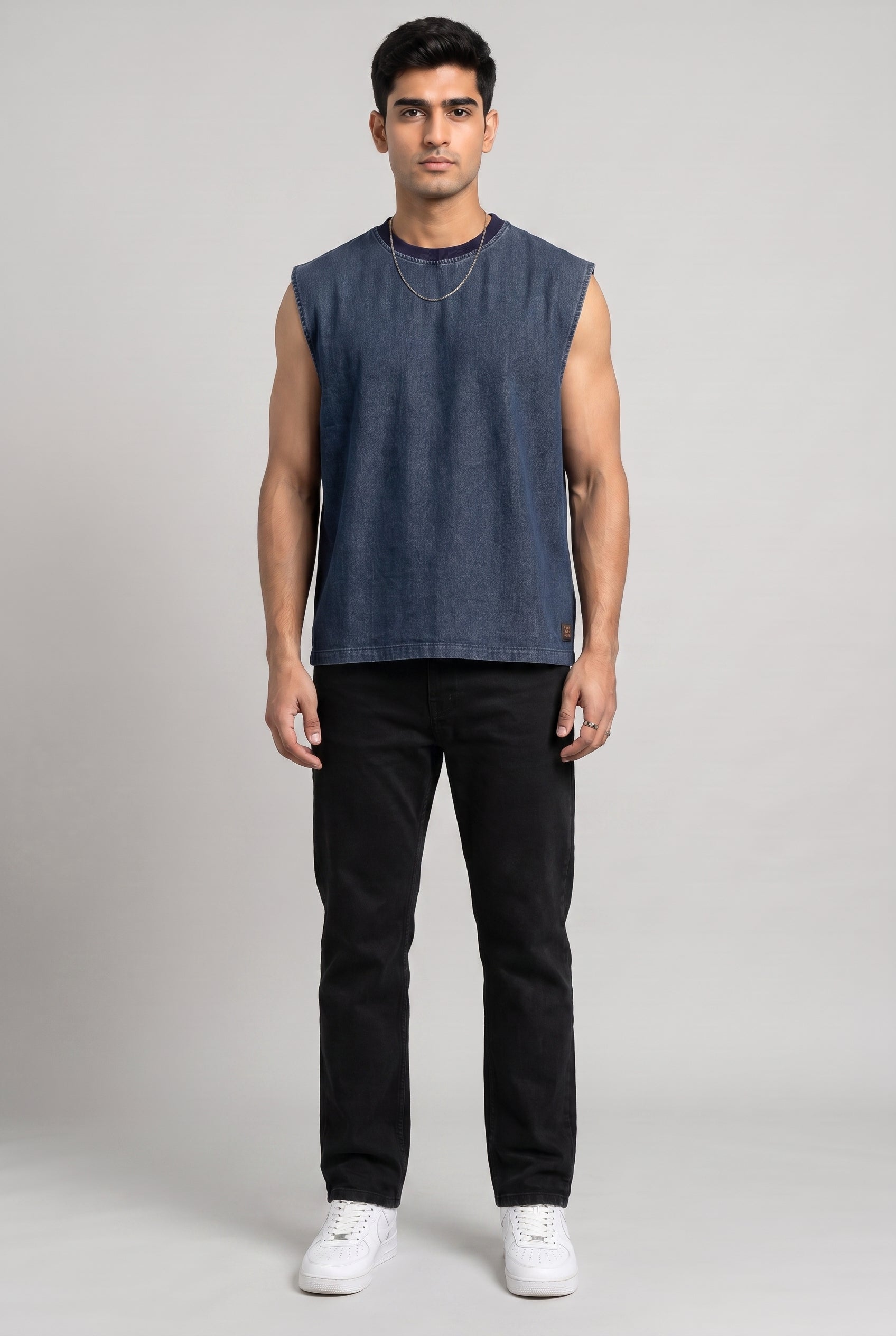 BLUE DENIM MEN'S TANK TOP