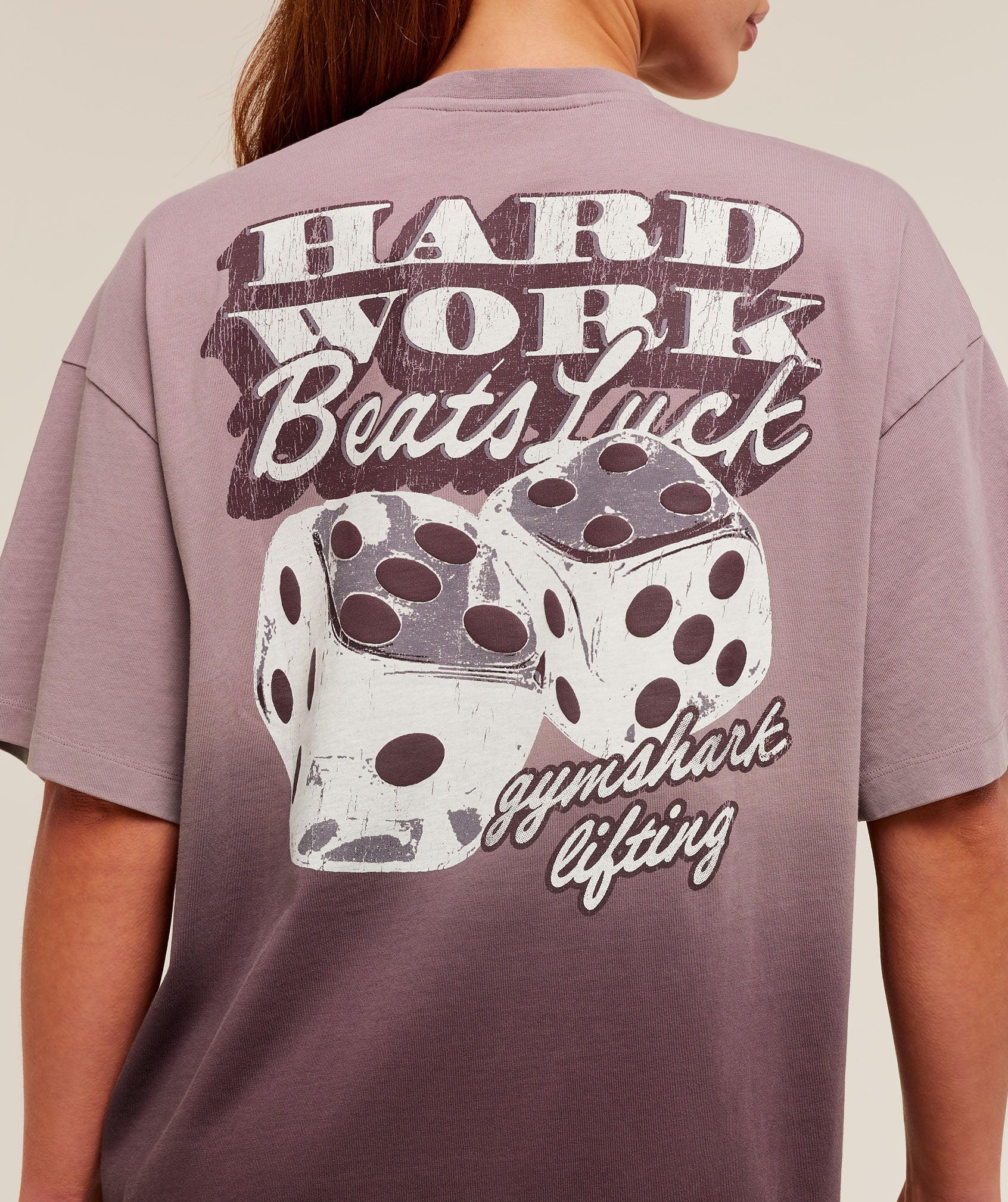 Women's Gymshark Hard Work Dice Graphic Short Sleeve T-Shirt Cherry Purple